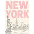 Preppy NYC Skyline Print - Pink Minimalist Wall Art for Girly Dorm - Girly Dorm Room 13x18 cm 5x7″