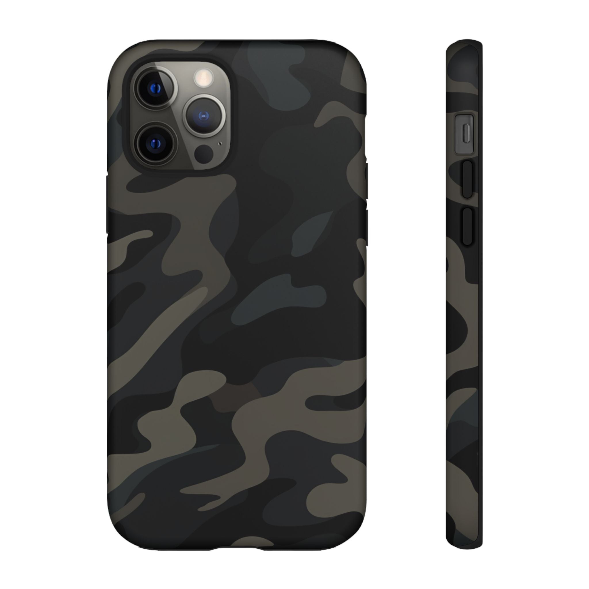 Black Camouflage Phone Case for iPhone, Samsung and Google Pixel iPhone 12 Pro Matte