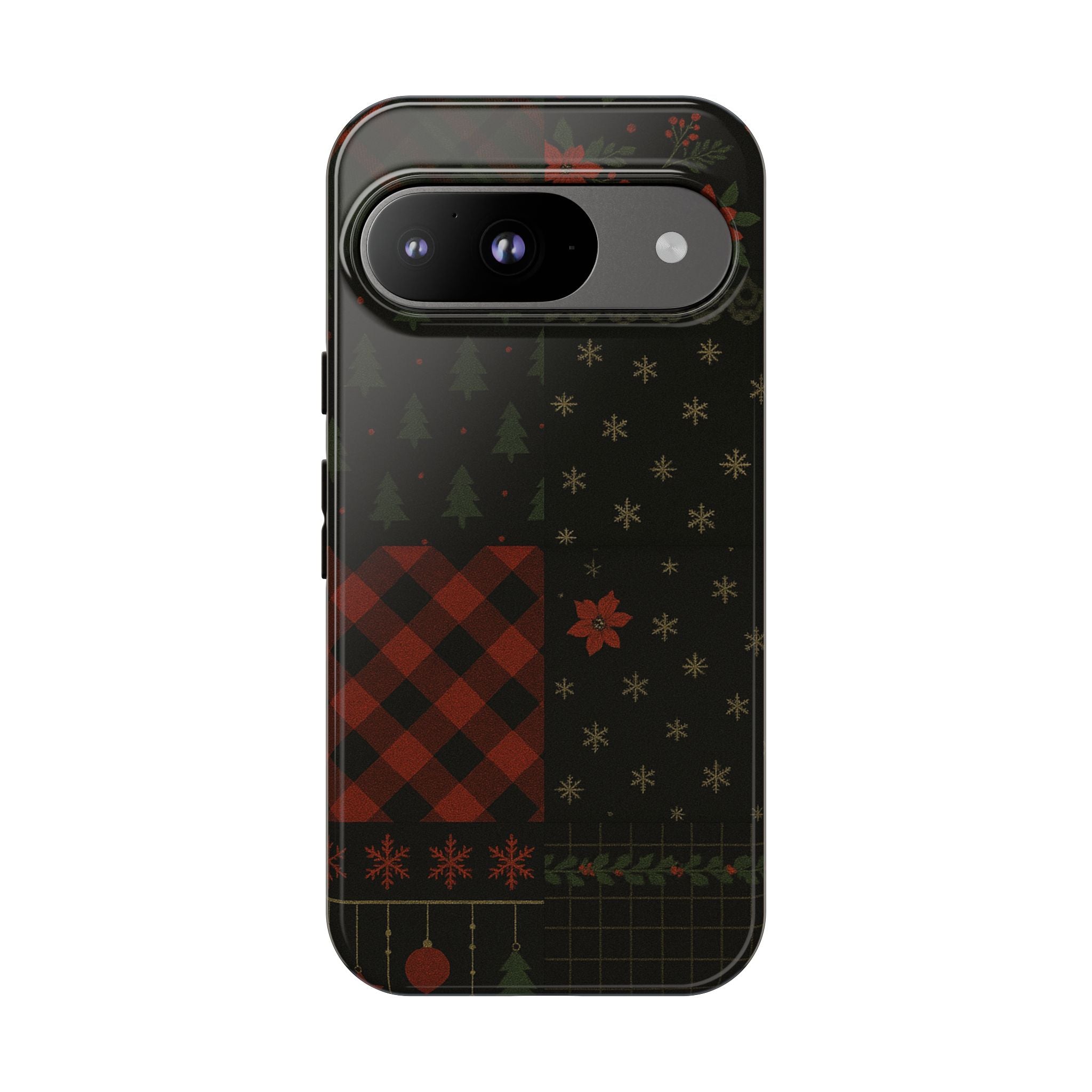 Black Festive Phone Case - Christmas Phone Cover - Tough Design Google Pixel 9 Glossy