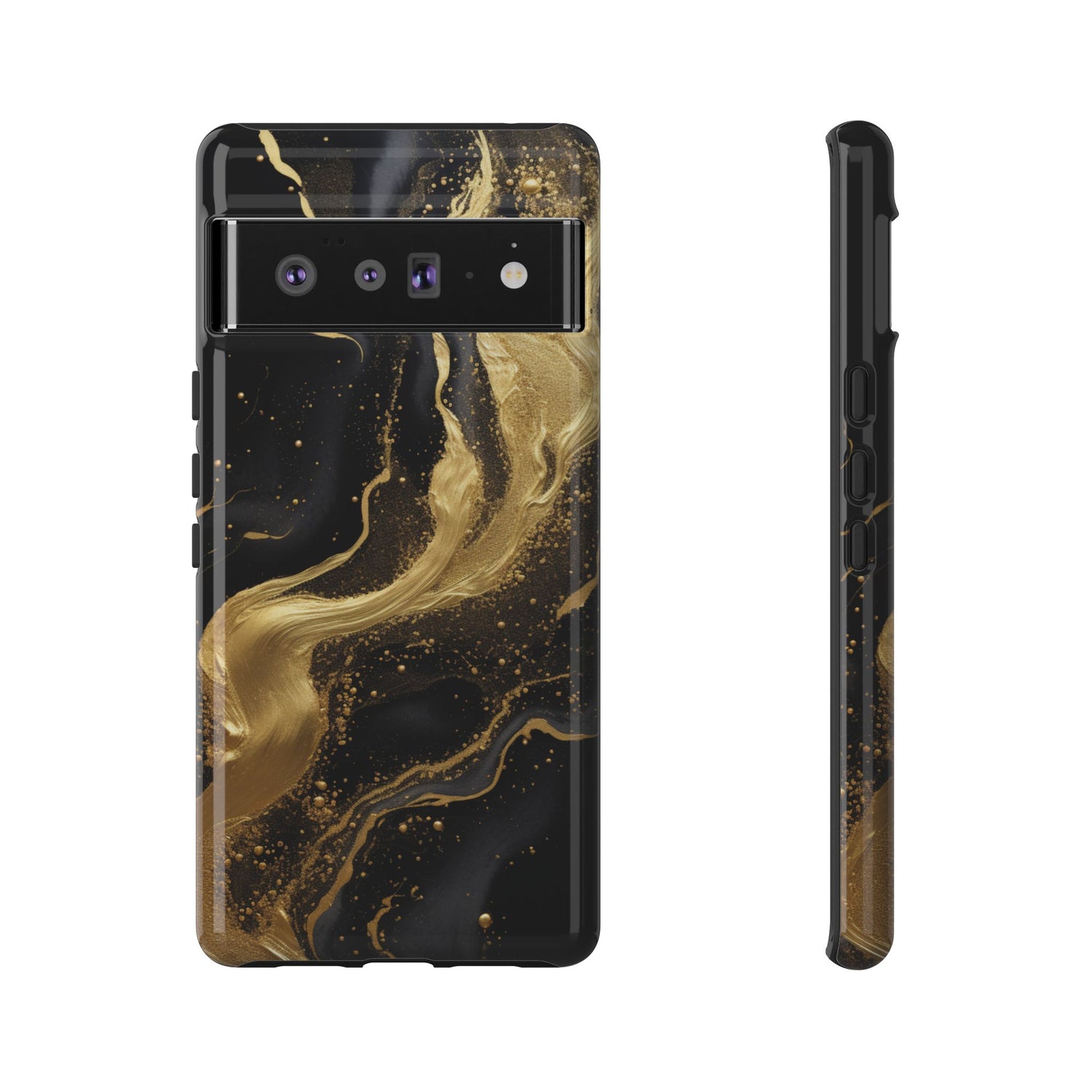Golden Flow - Black & Gold Marble Luxe Phone Case Google Pixel 6 Pro Glossy