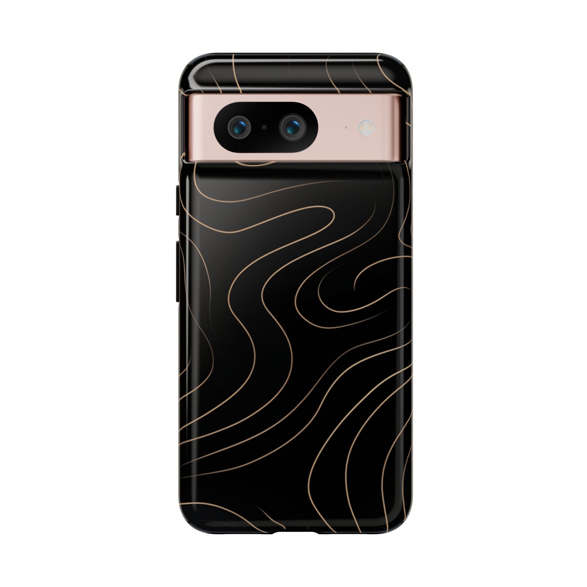 Noir Topograph - Black Minimalist Line Art Phone Case Google Pixel 8 Glossy