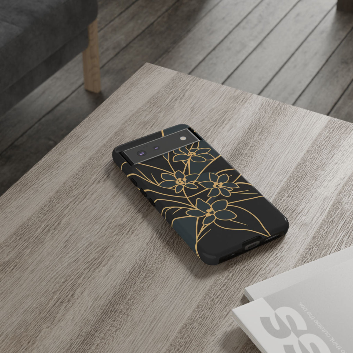 Golden Bloom - Elegant Floral Line Art Phone Case