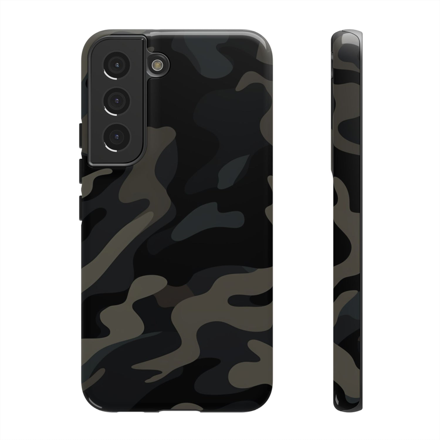 Black Camouflage Phone Case for iPhone, Samsung and Google Pixel Samsung Galaxy S22 Glossy