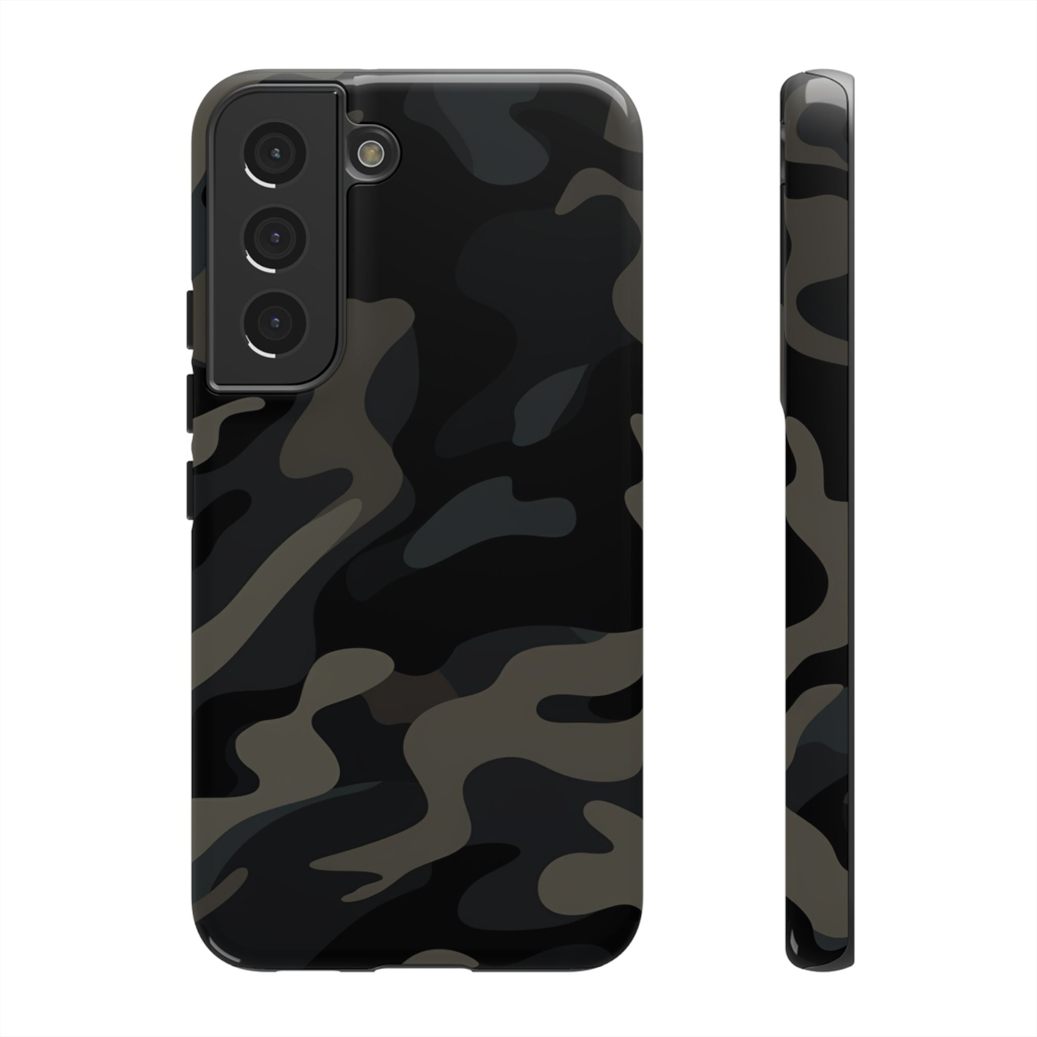Black Camouflage Phone Case for iPhone, Samsung and Google Pixel Samsung Galaxy S22 Glossy