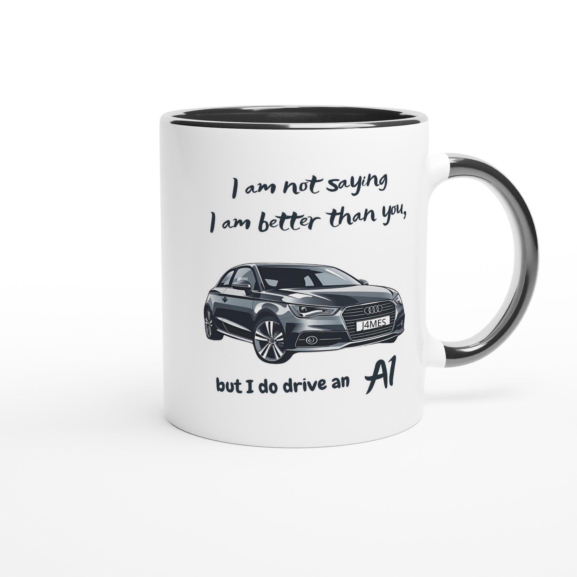 Funny Personalized Audi Mug - 11oz Ceramic Coffee Cup for Car Lovers - Dishwasher & Microwave Safe Ceramic Black