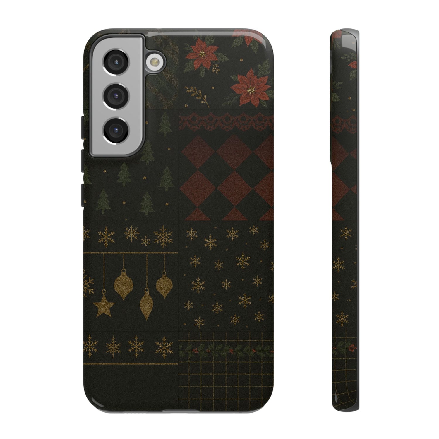Black Luxury Phone Case for Christmas Festive Season - Tough design Samsung Galaxy S22 Plus Glossy