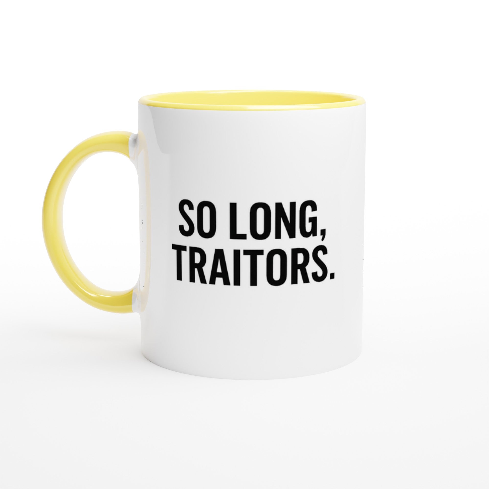 So Long, Traitors Mug - Funny Employee Leaving Gift - Ceramic Coffee Cup Ceramic Yellow