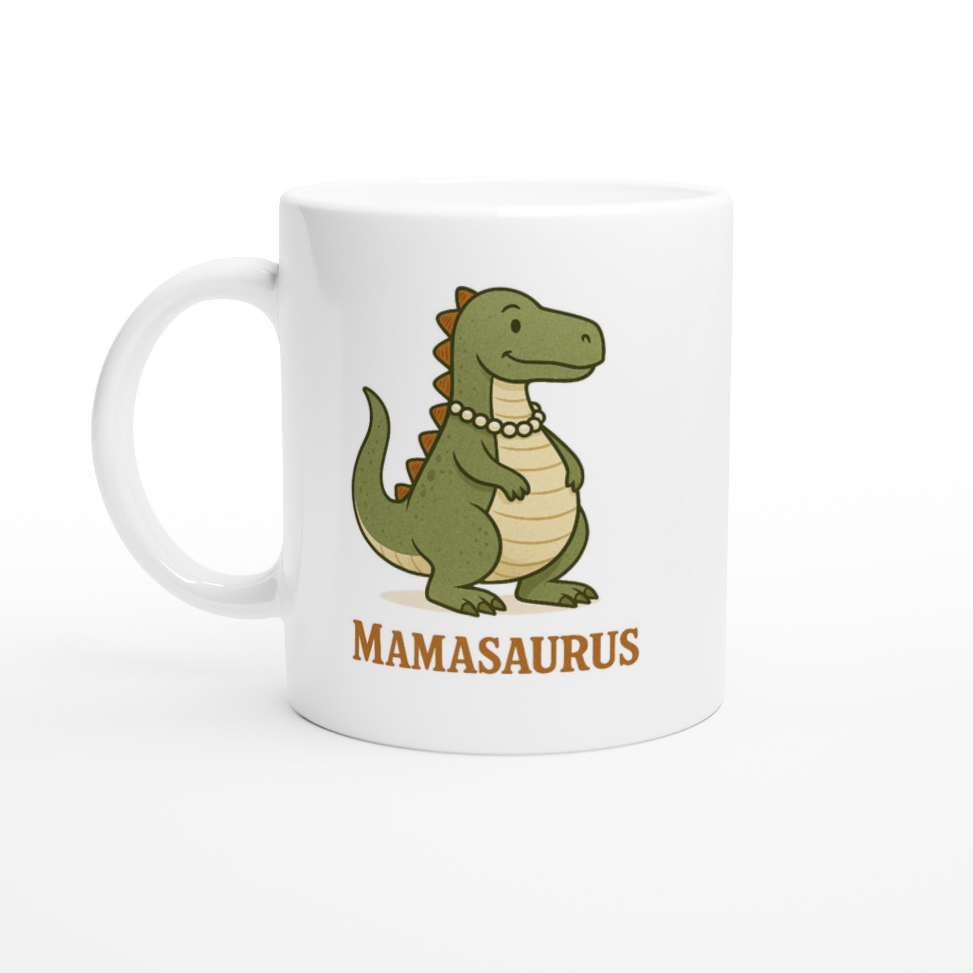 Mamasaurus Mug - Cute Dinosaur Coffee Cup - Perfect Gift for Moms Ceramic White