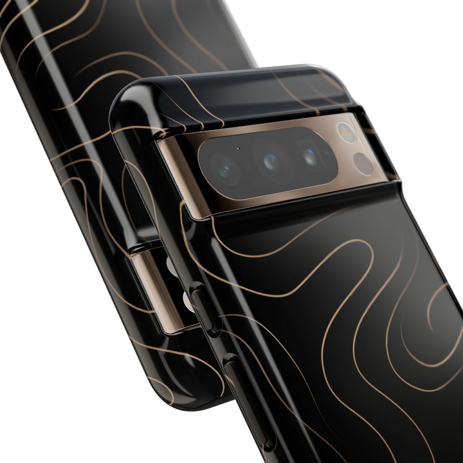 Noir Topograph - Black Minimalist Line Art Phone Case