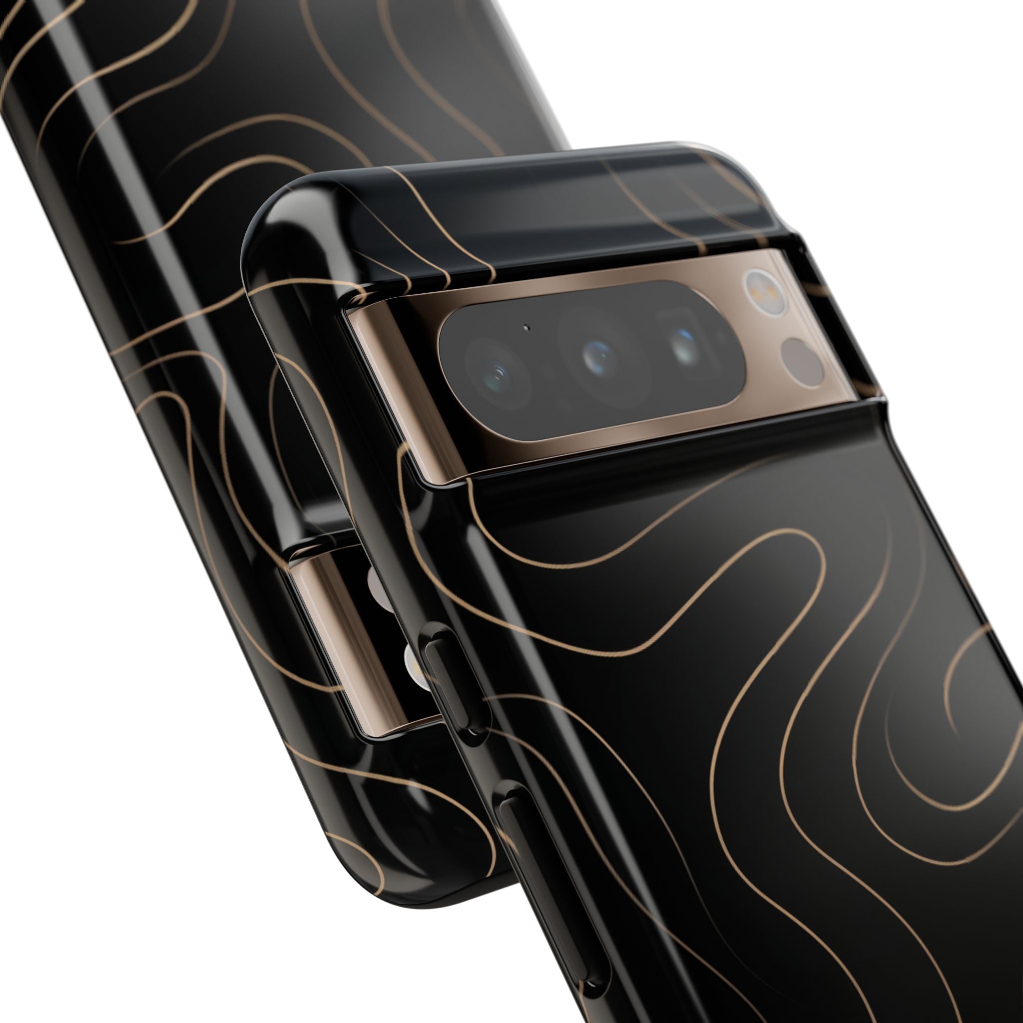 Noir Topograph - Black Minimalist Line Art Phone Case