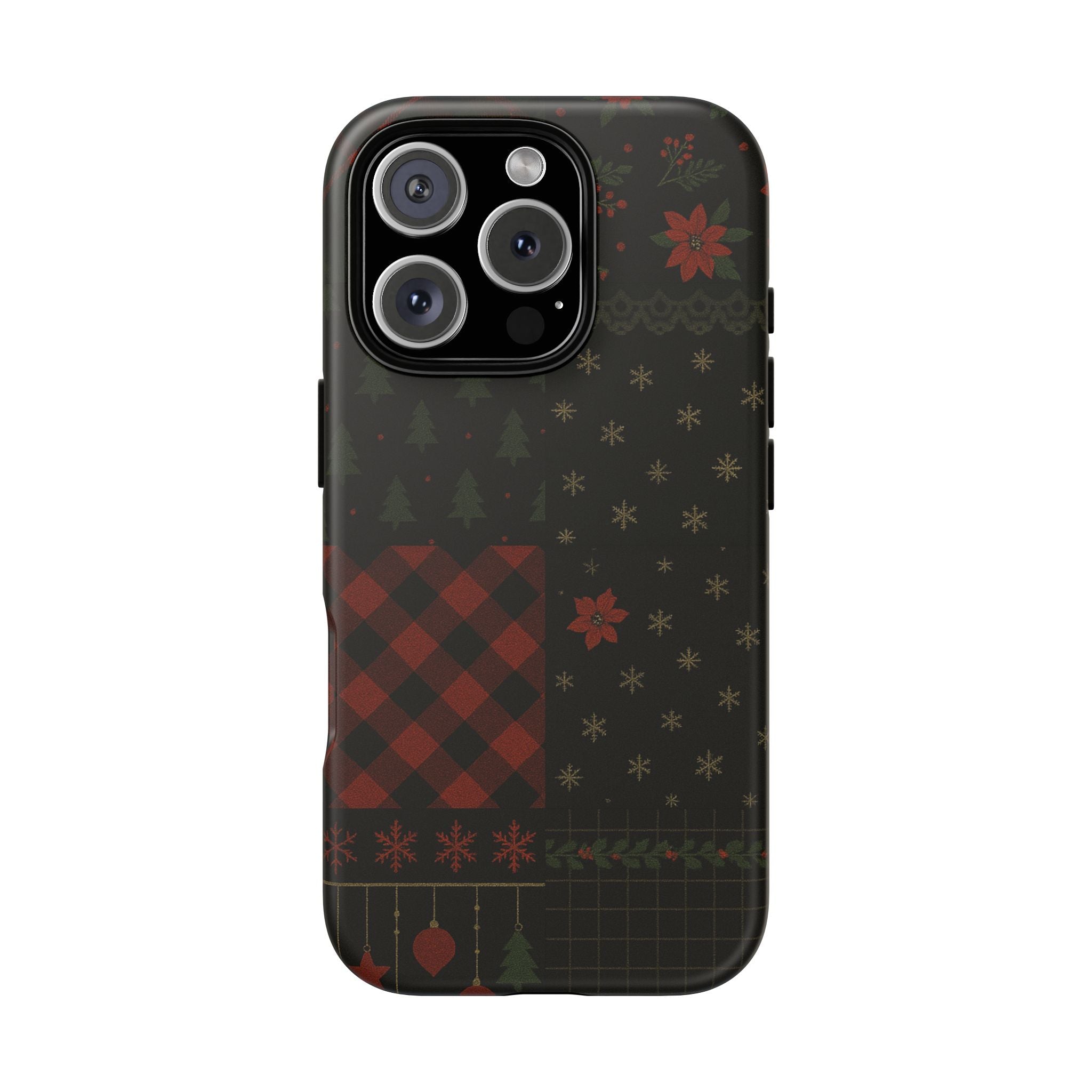 Black Festive Phone Case - Christmas Phone Cover - Tough Design iPhone 16 Pro Matte