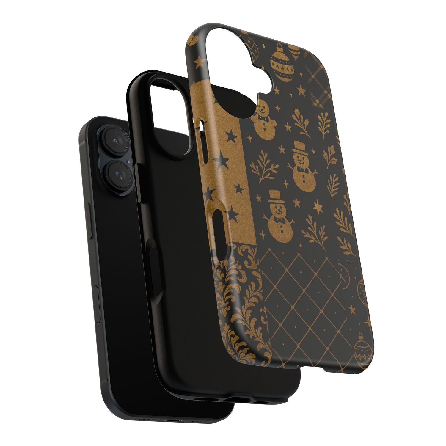Black Festive Phone Case | Christmas Gift | Holiday Decor | Snowman Design | Tough Cases | Winter Celebration
