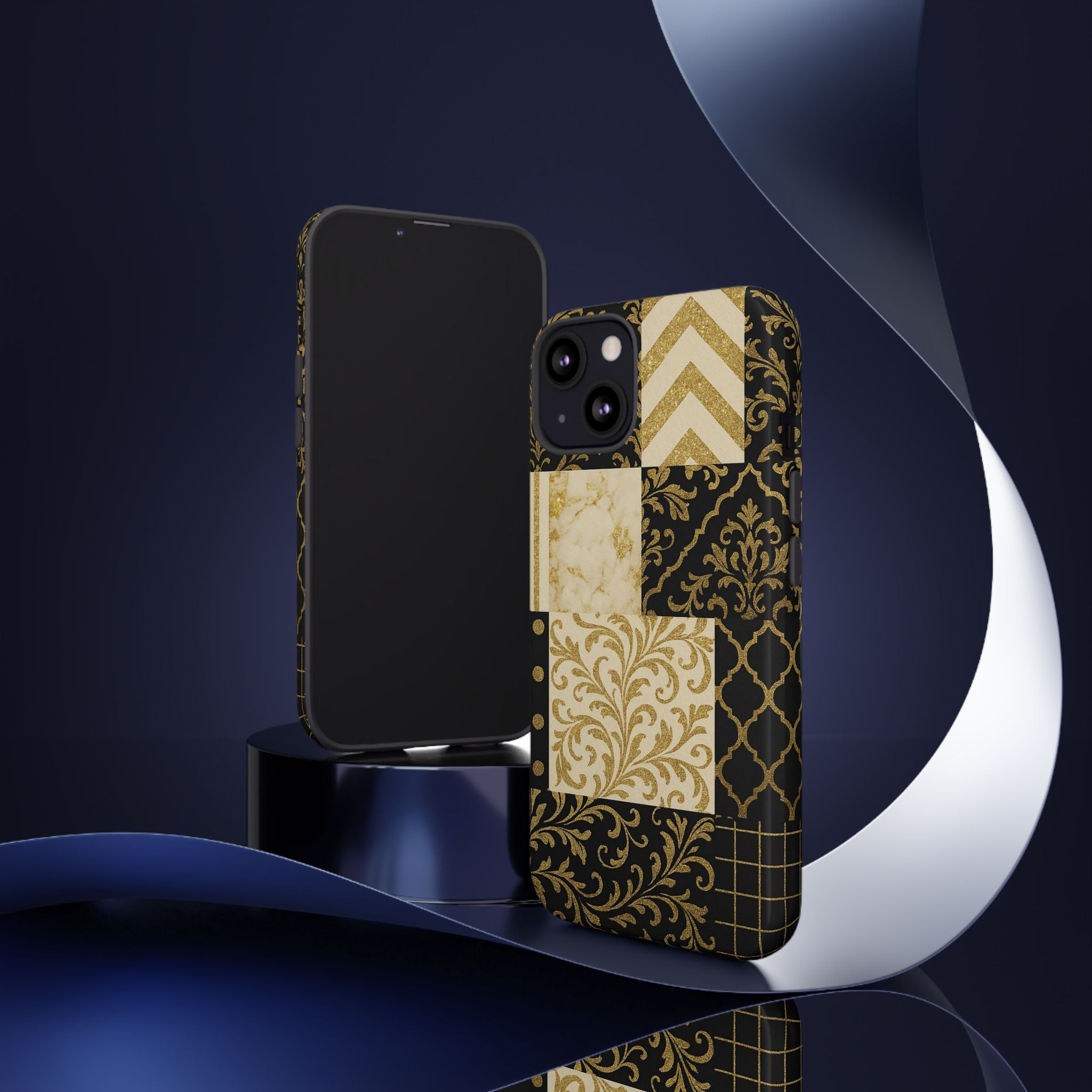 Phone Case, Luxury Black and Gold Festive Design for Christmas Gift, Holiday Decor, Tough Cases, Winter Celebration, Elegant iPhone Cover