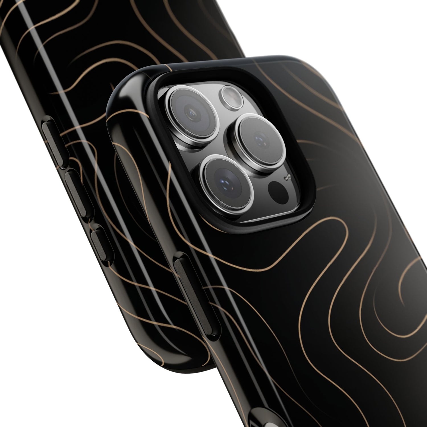 Noir Topograph - Black Minimalist Line Art Phone Case