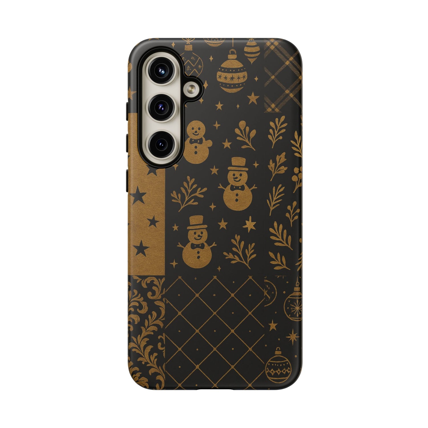 Black Festive Phone Case | Christmas Gift | Holiday Decor | Snowman Design | Tough Cases | Winter Celebration Samsung Galaxy S24 Plus Matte