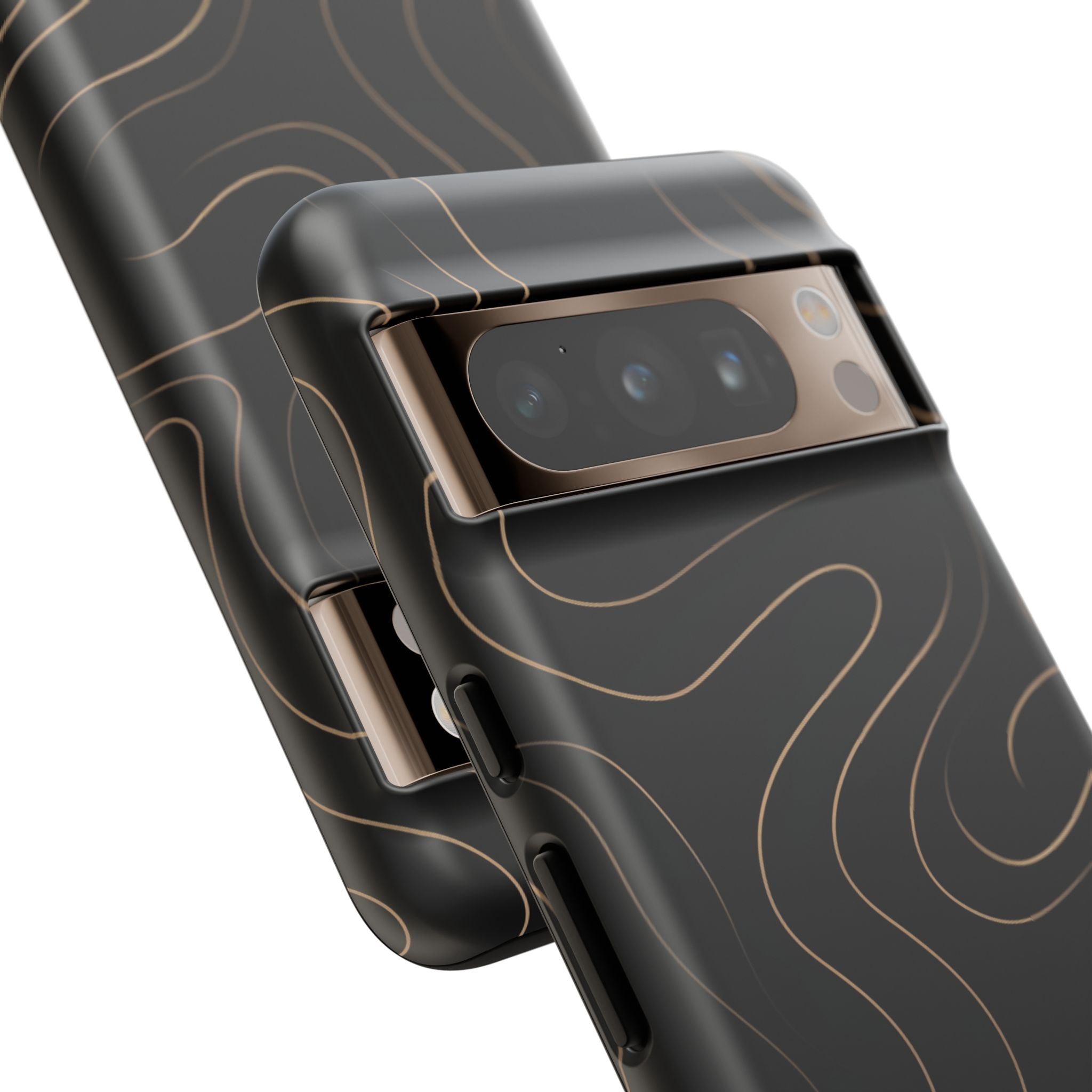 Noir Topograph - Black Minimalist Line Art Phone Case