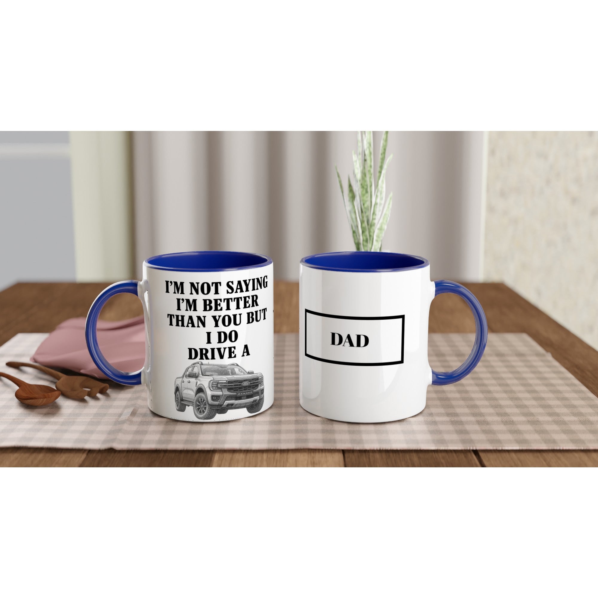 Personalized Ford Ranger Wildtrak Mug - Unique Car Lover Dad Gift | 11oz Ceramic Cup Ceramic Blue