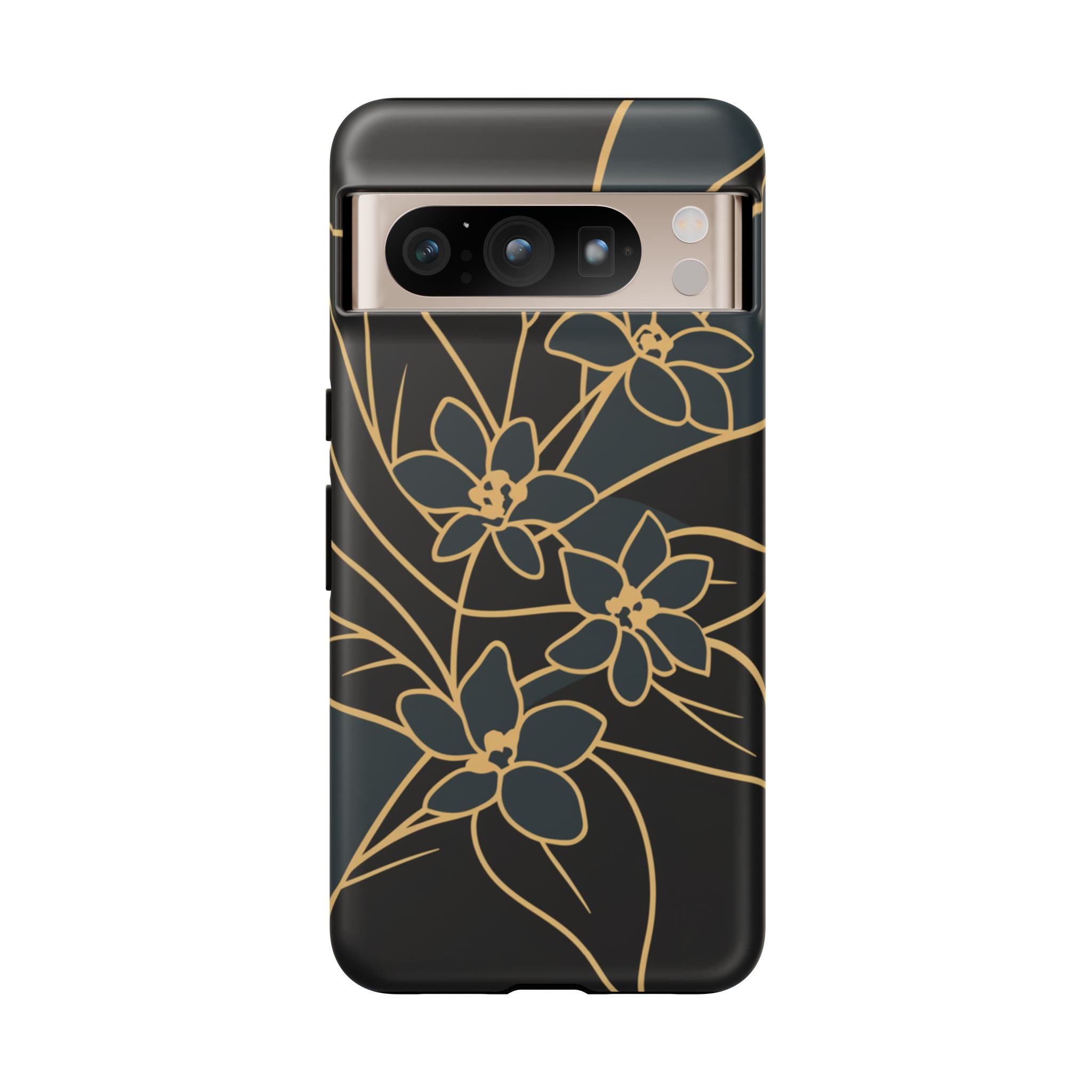 Golden Bloom - Elegant Floral Line Art Phone Case Google Pixel 8 Pro Matte