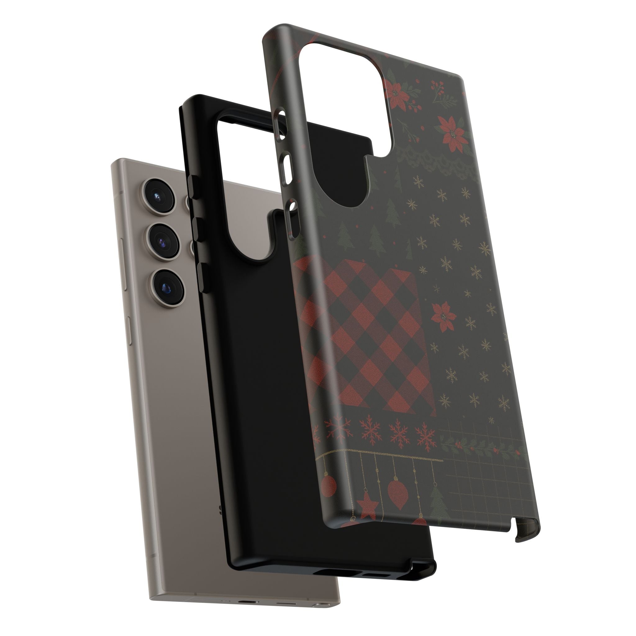 Black Festive Phone Case - Christmas Phone Cover - Tough Design