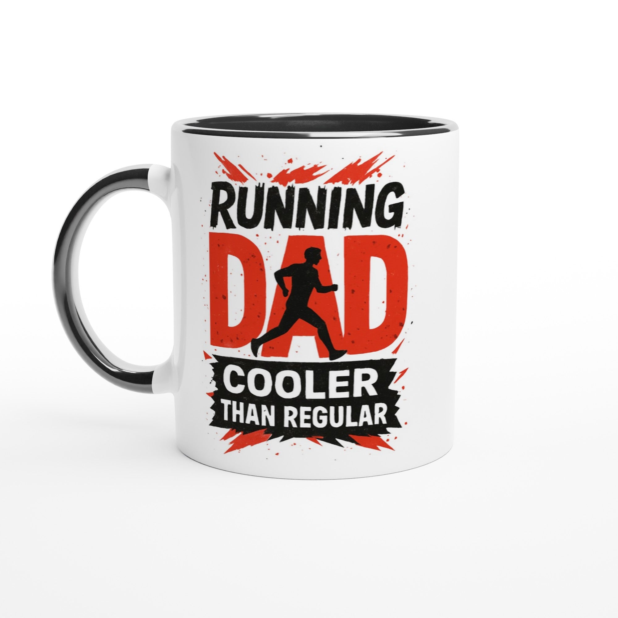 Running Dad Mug - Cooler than Regular Dad | 11oz Gift for Runners Ceramic Black