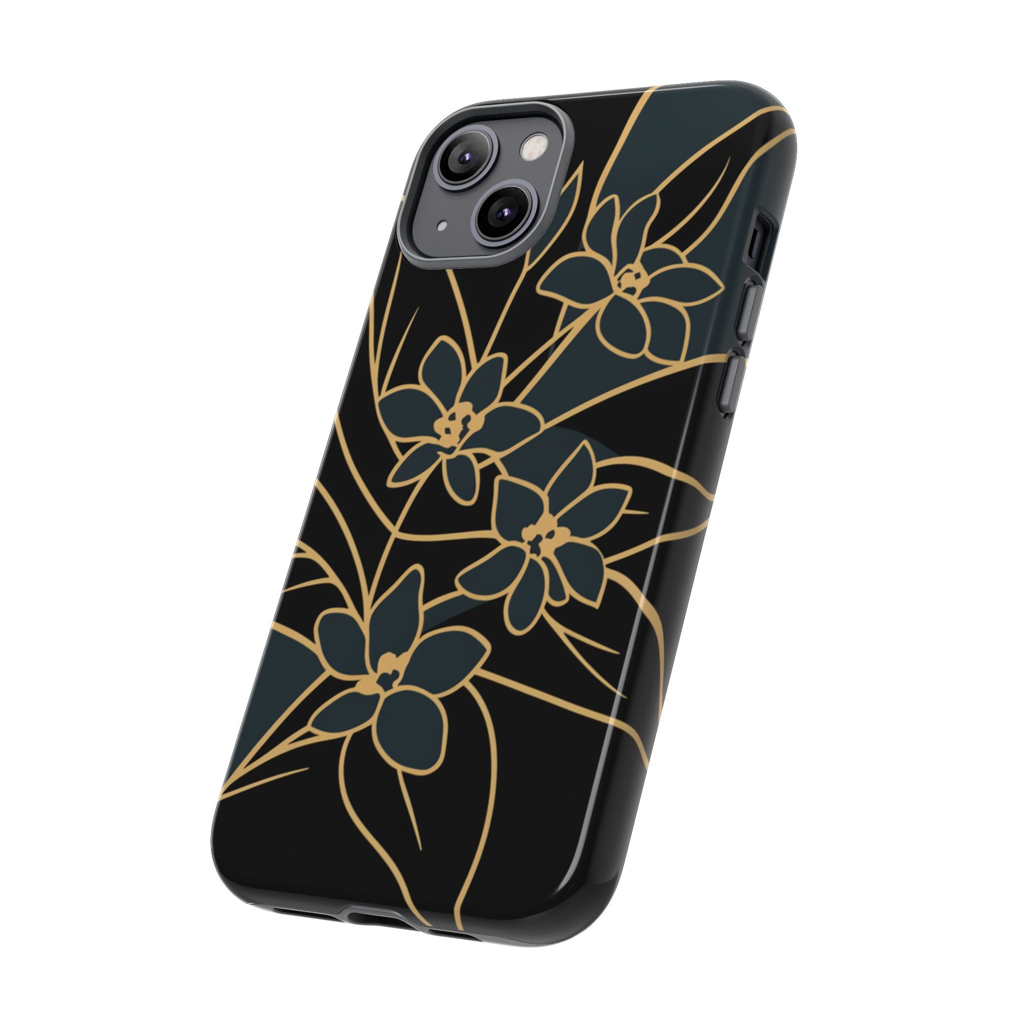 Golden Bloom - Elegant Floral Line Art Phone Case