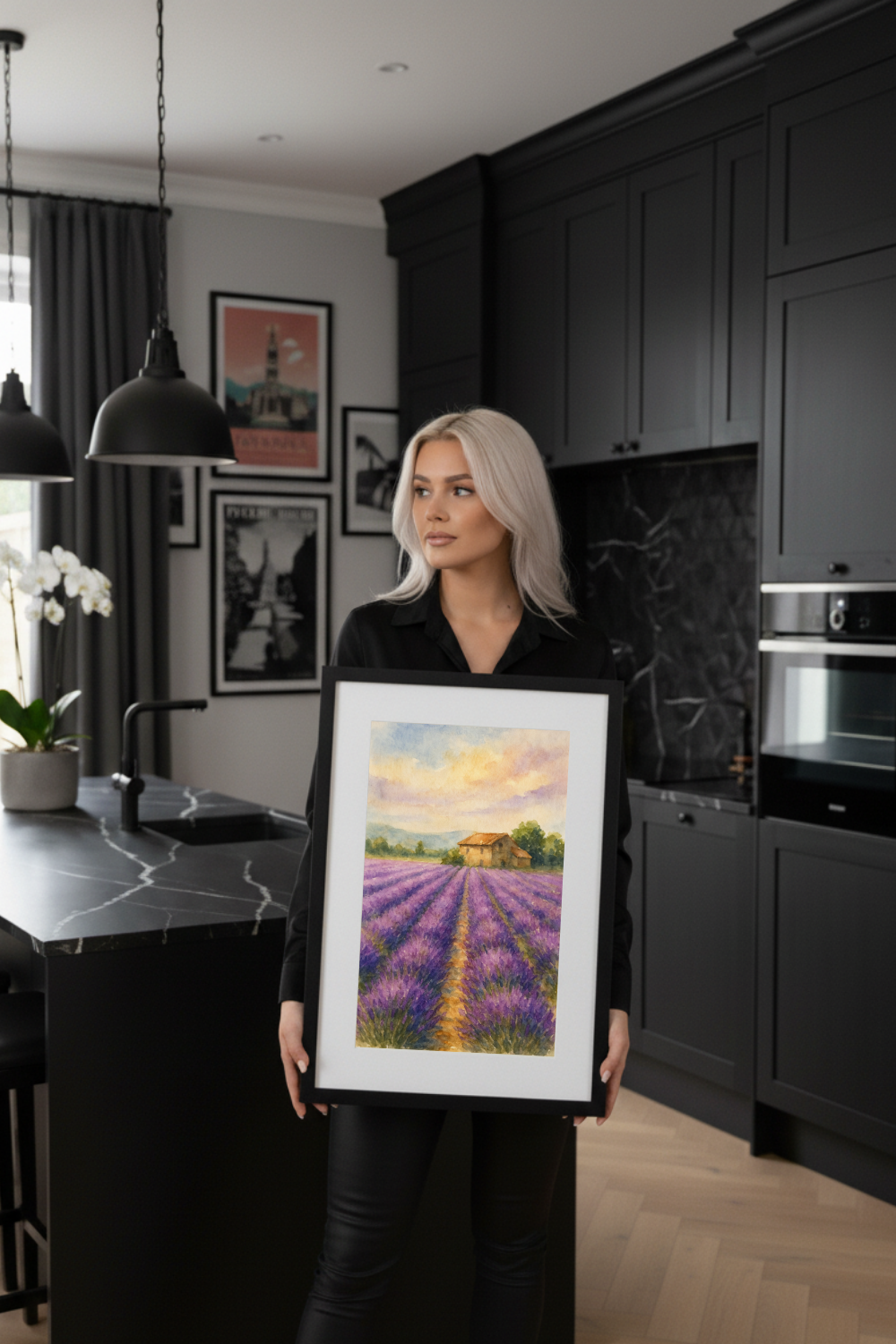 Lavender Fields Provence Watercolour Print - France Travel Wall Art