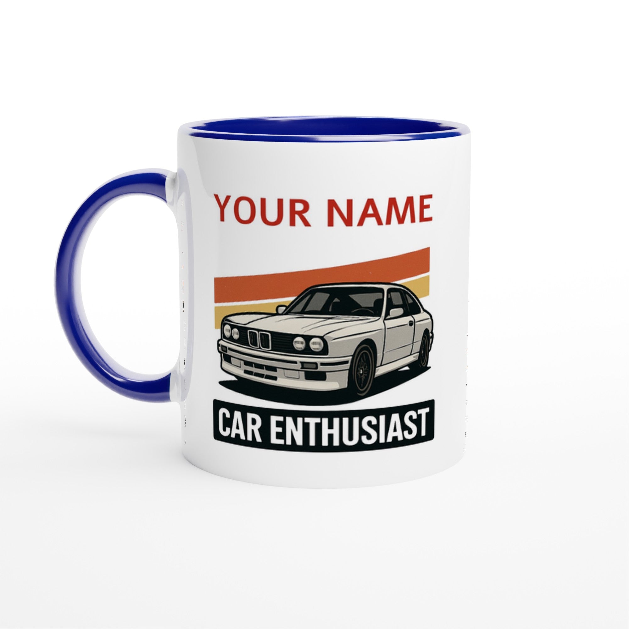 Personalized BMW Car Enthusiast Mug - Custom Name Coffee Cup - Perfect Gift for Car Lovers Ceramic Blue