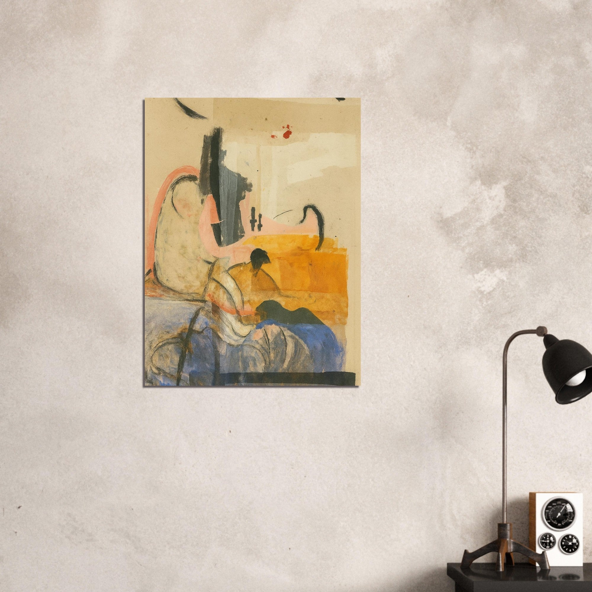 Echoes in Ochre: Modern Abstract Watercolor Poster (A3 Size | Vertical | Textured Art Print) 60x80 cm 24x32″