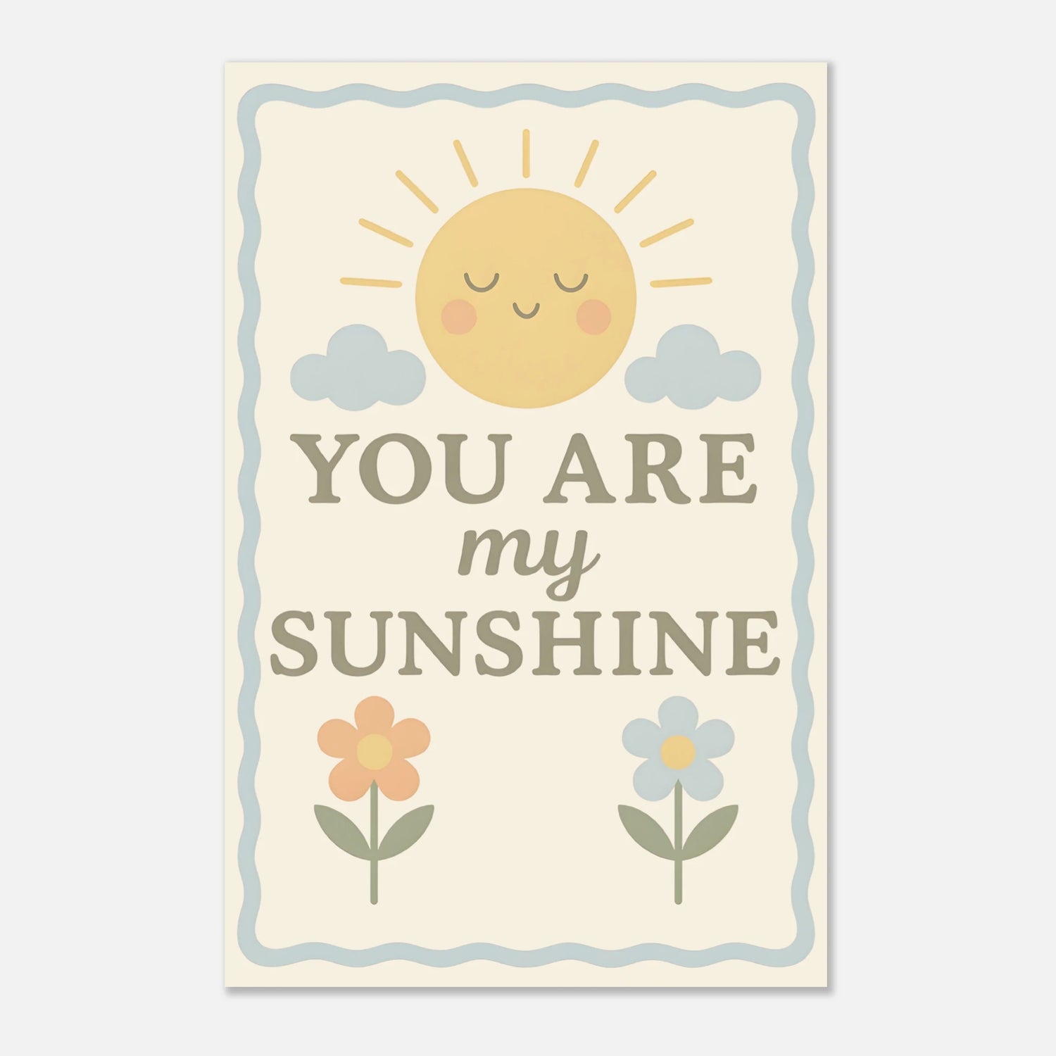 You Are My Sunshine Sun and Flower Pastel Nursery Wall Art, Nursery Poster, Nursery Art Decor - Neutral Print Baby Girl or Baby Boy Room 28x43 cm XL (11x17″)