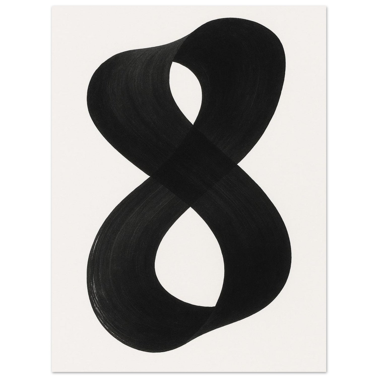 Infinity Abstract Brushstroke Art Print - Modern Minimalist Poster in Pink, Blue, Ochre, Black 45x60 cm 18x24″ Black