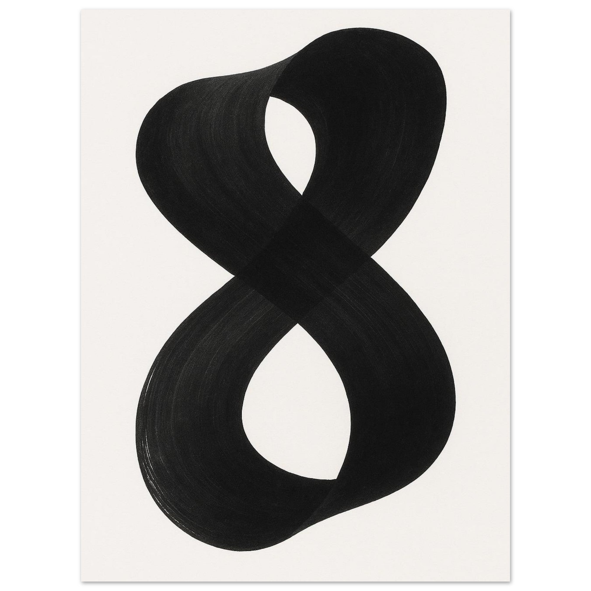 Infinity Abstract Brushstroke Art Print - Modern Minimalist Poster in Pink, Blue, Ochre, Black 45x60 cm 18x24″ Black