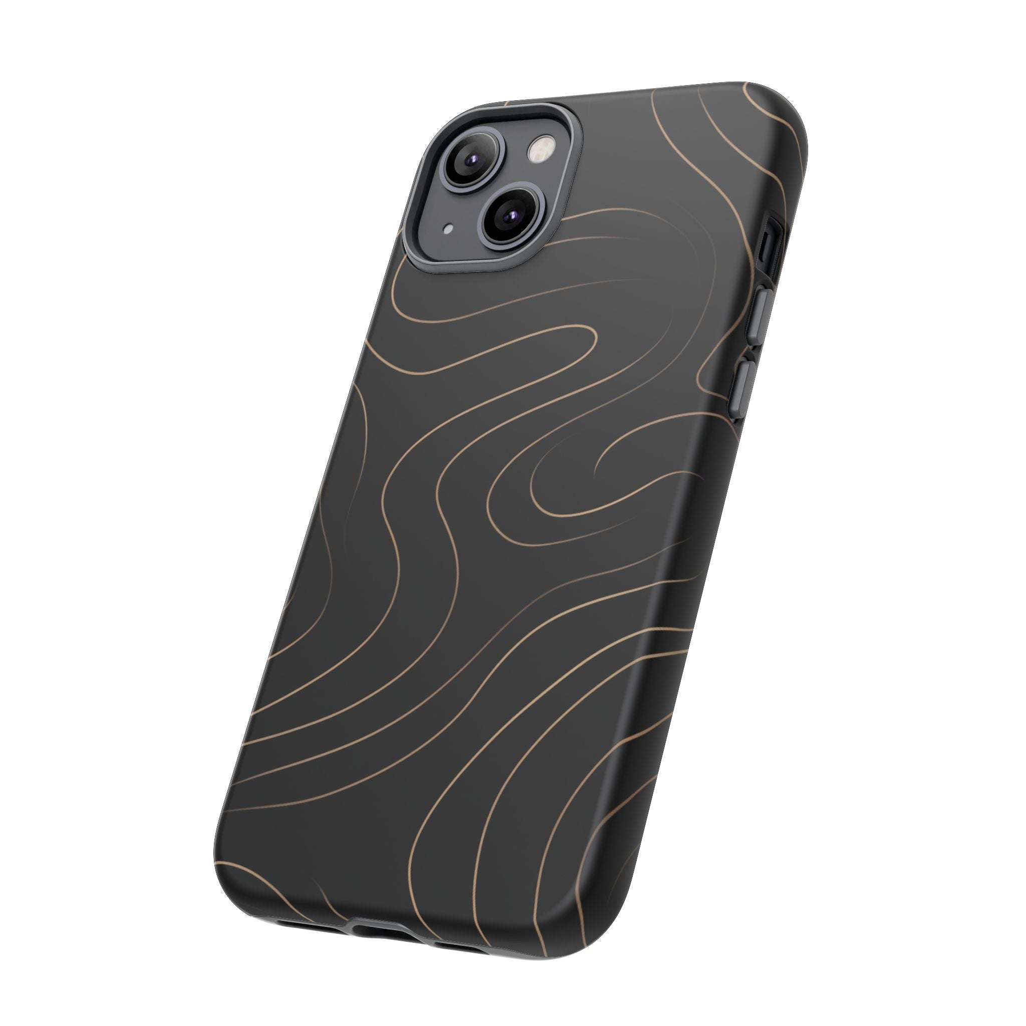 Noir Topograph - Black Minimalist Line Art Phone Case
