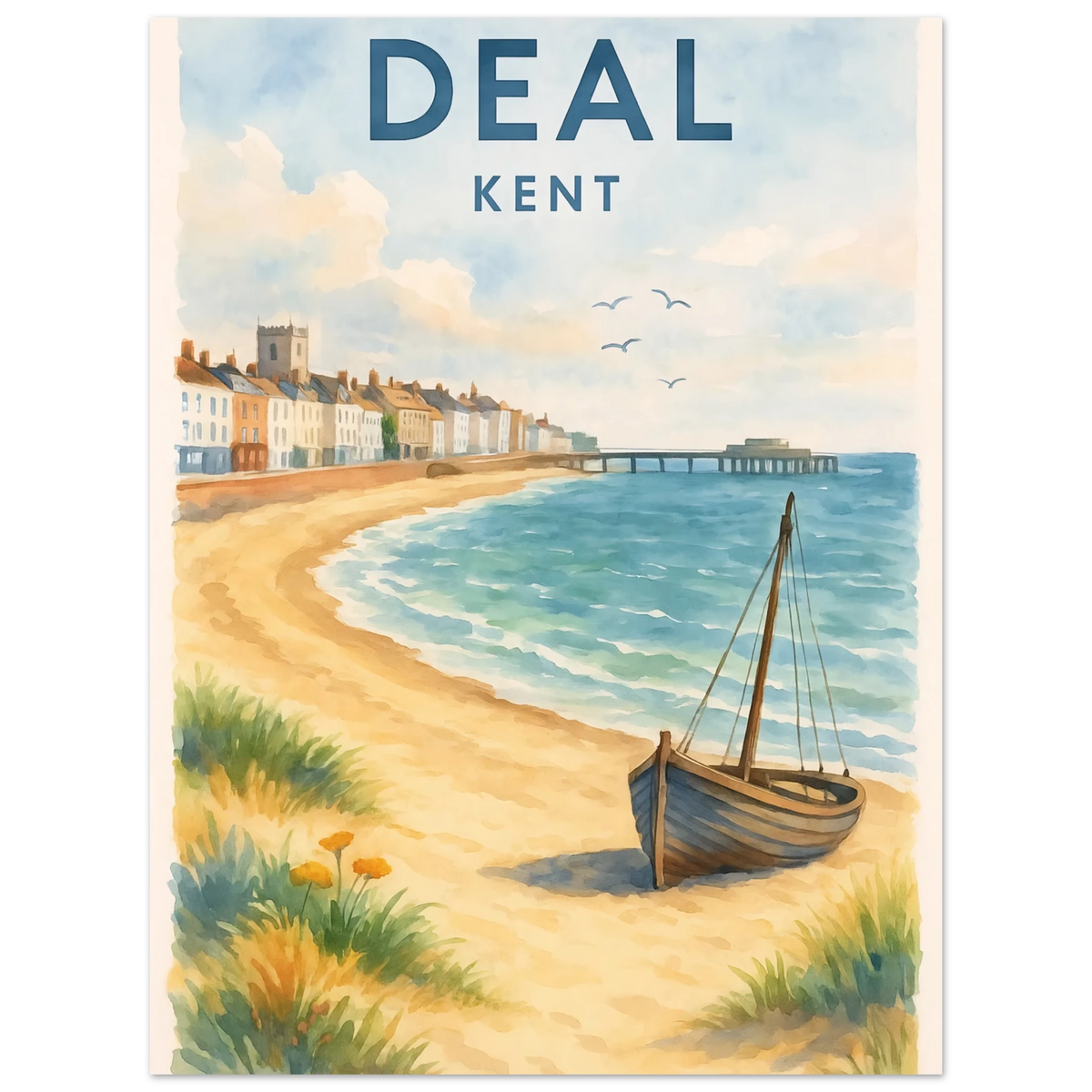 Kent Travel Poster | Watercolor Kentish Wall Art Print 75x100 cm 30x40″