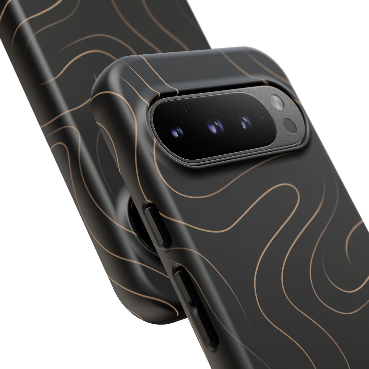 Noir Topograph - Black Minimalist Line Art Phone Case