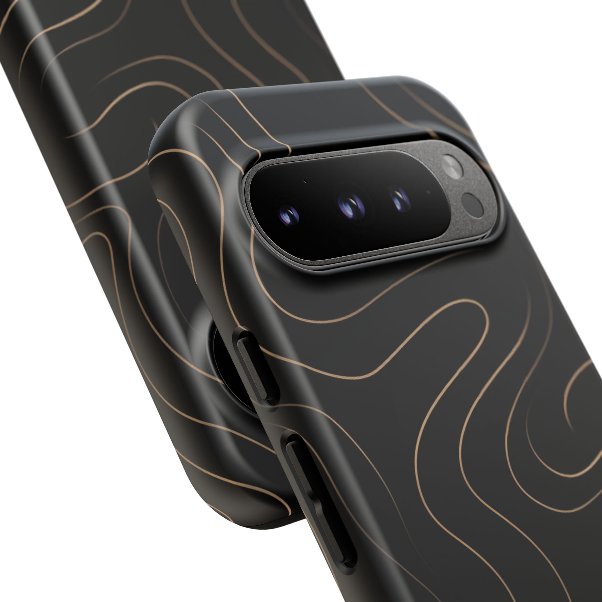 Noir Topograph - Black Minimalist Line Art Phone Case