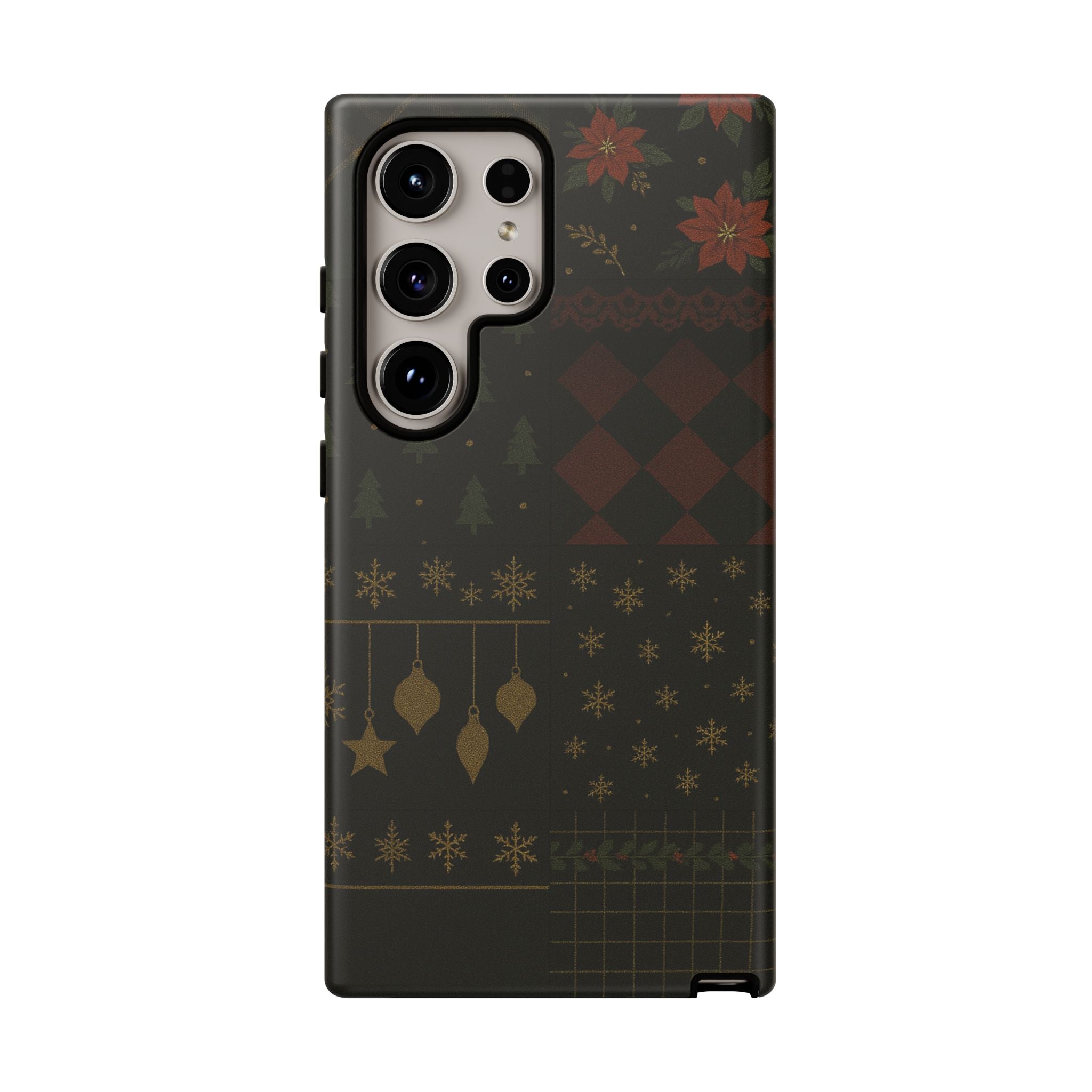 Black Luxury Phone Case for Christmas Festive Season - Tough design Samsung Galaxy S24 Ultra Matte