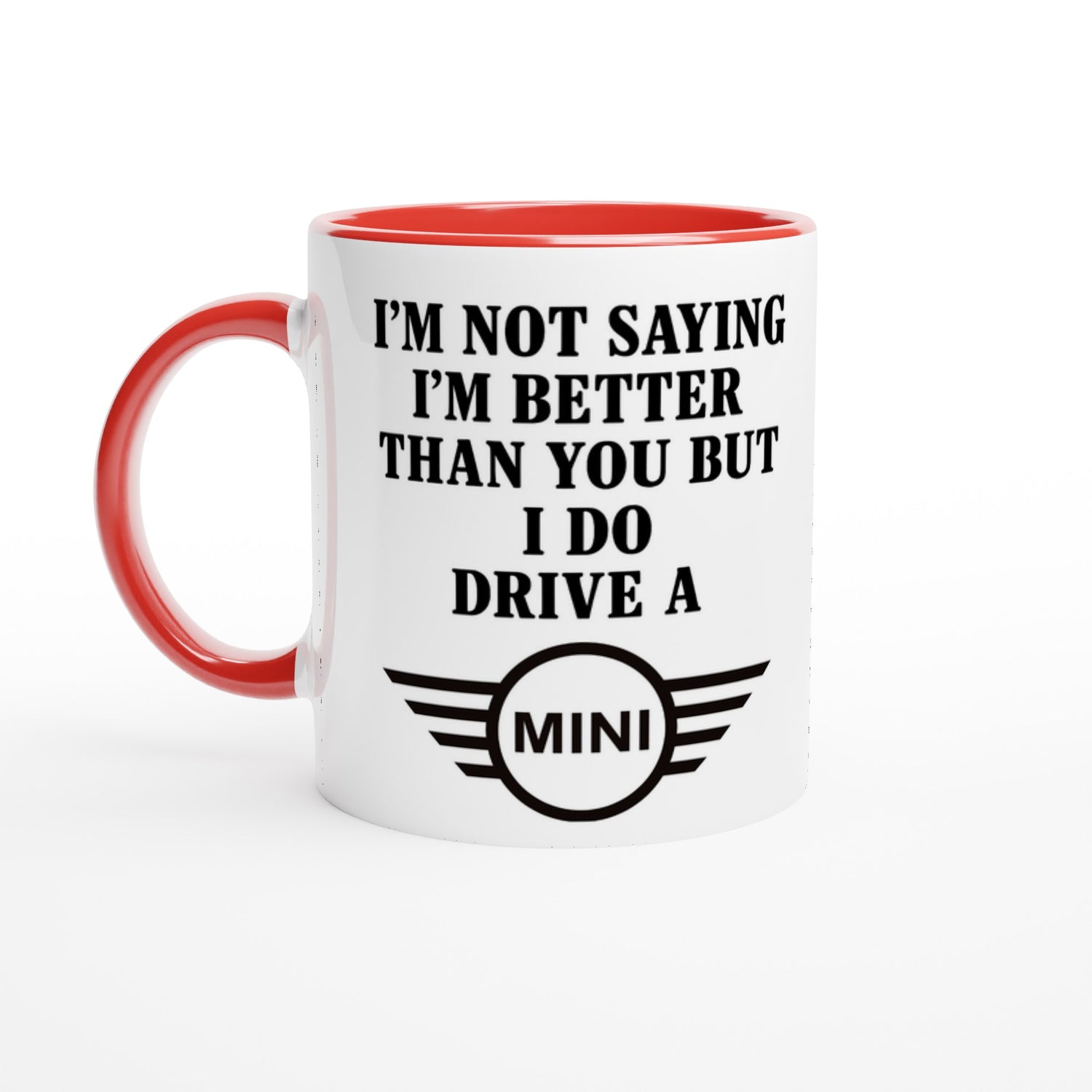 Funny Mini Mug - 11oz Car Driver Gift, Bold Statement Coffee Cup in multiple colors Ceramic Red