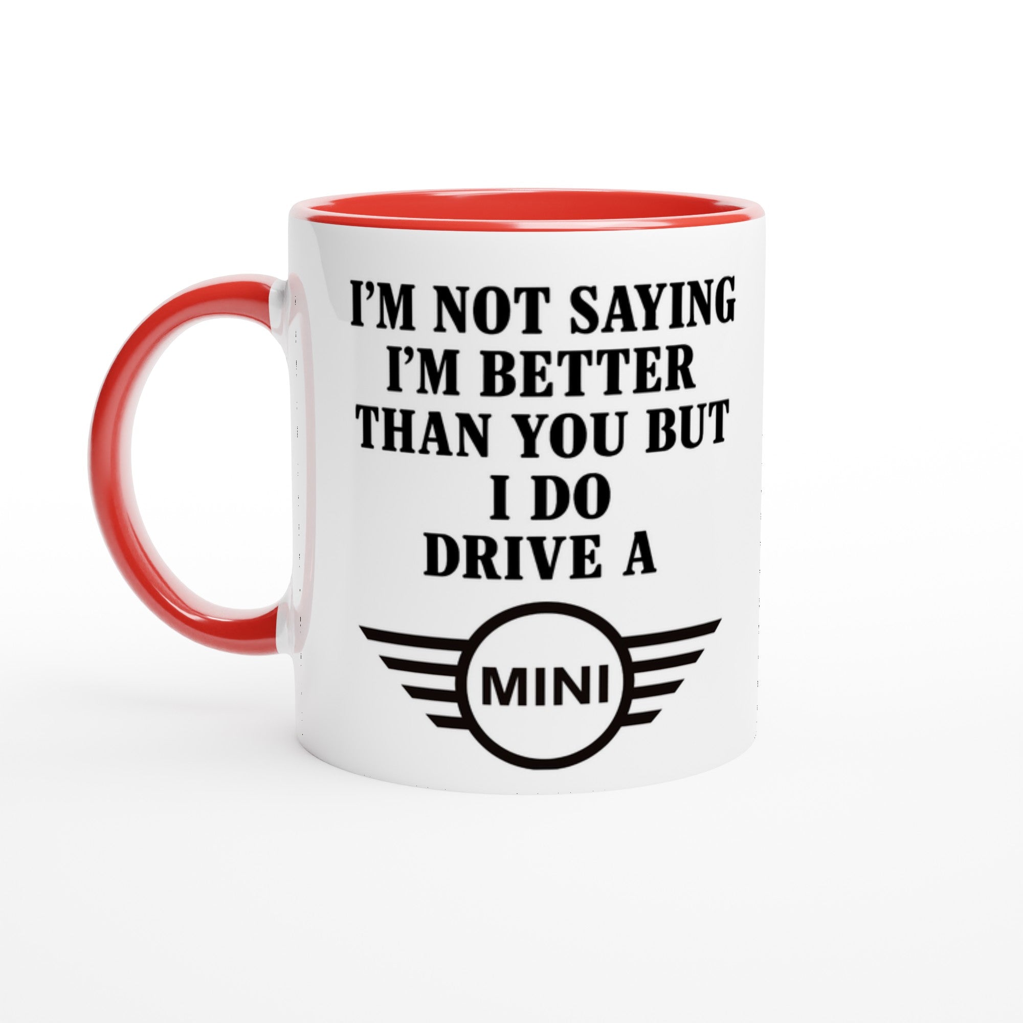 Funny Mini Mug - 11oz Car Driver Gift, Bold Statement Coffee Cup in multiple colors Ceramic Red