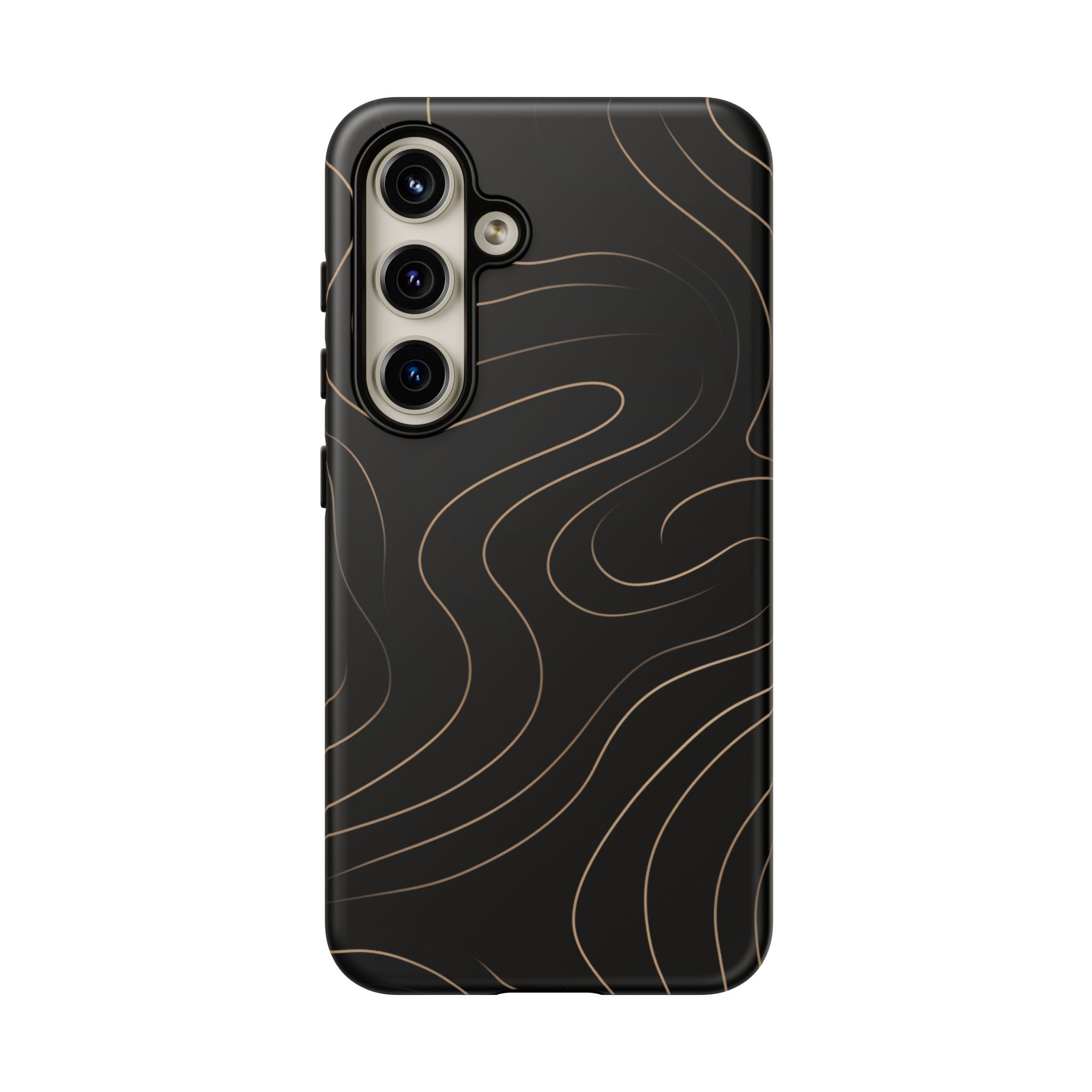 Noir Topograph - Black Minimalist Line Art Phone Case Samsung Galaxy S24 Matte