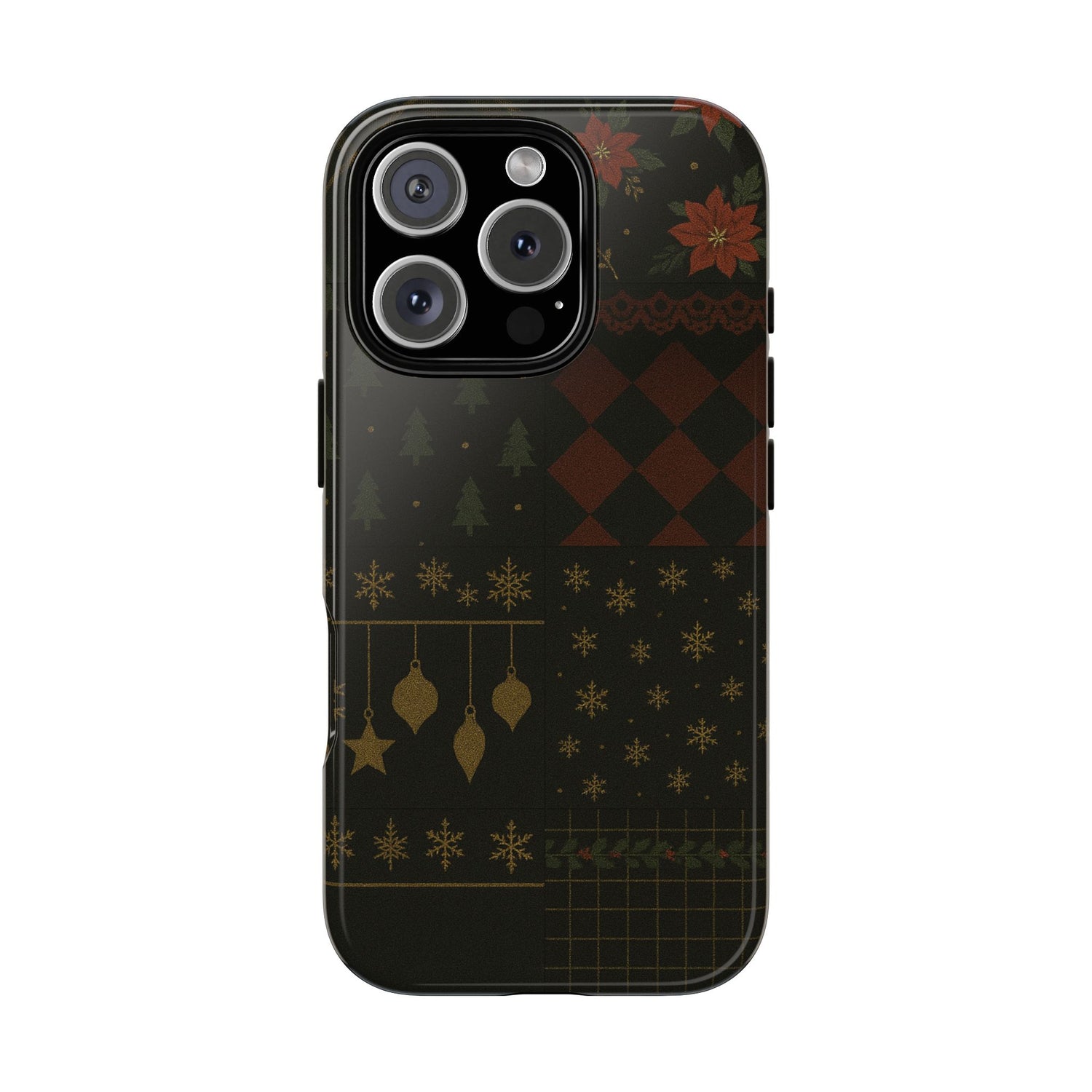 Black Luxury Phone Case for Christmas Festive Season - Tough design iPhone 16 Pro Glossy