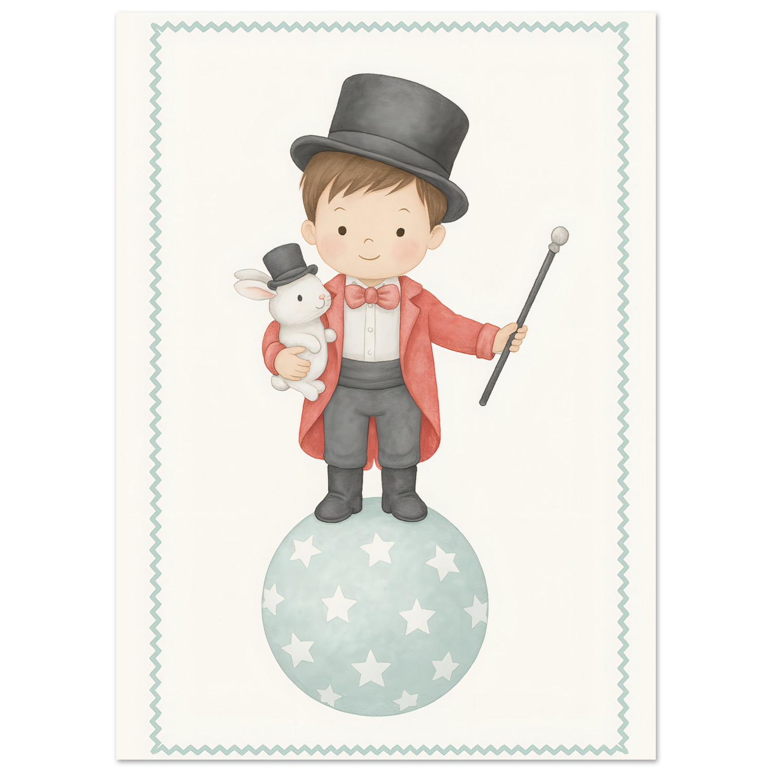 Circus Boy Poster Print - Classic Matte Art for Kids Nursery - Fun & Whimsical Decor Print