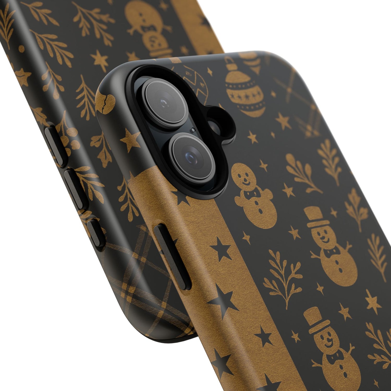 Black Festive Phone Case | Christmas Gift | Holiday Decor | Snowman Design | Tough Cases | Winter Celebration