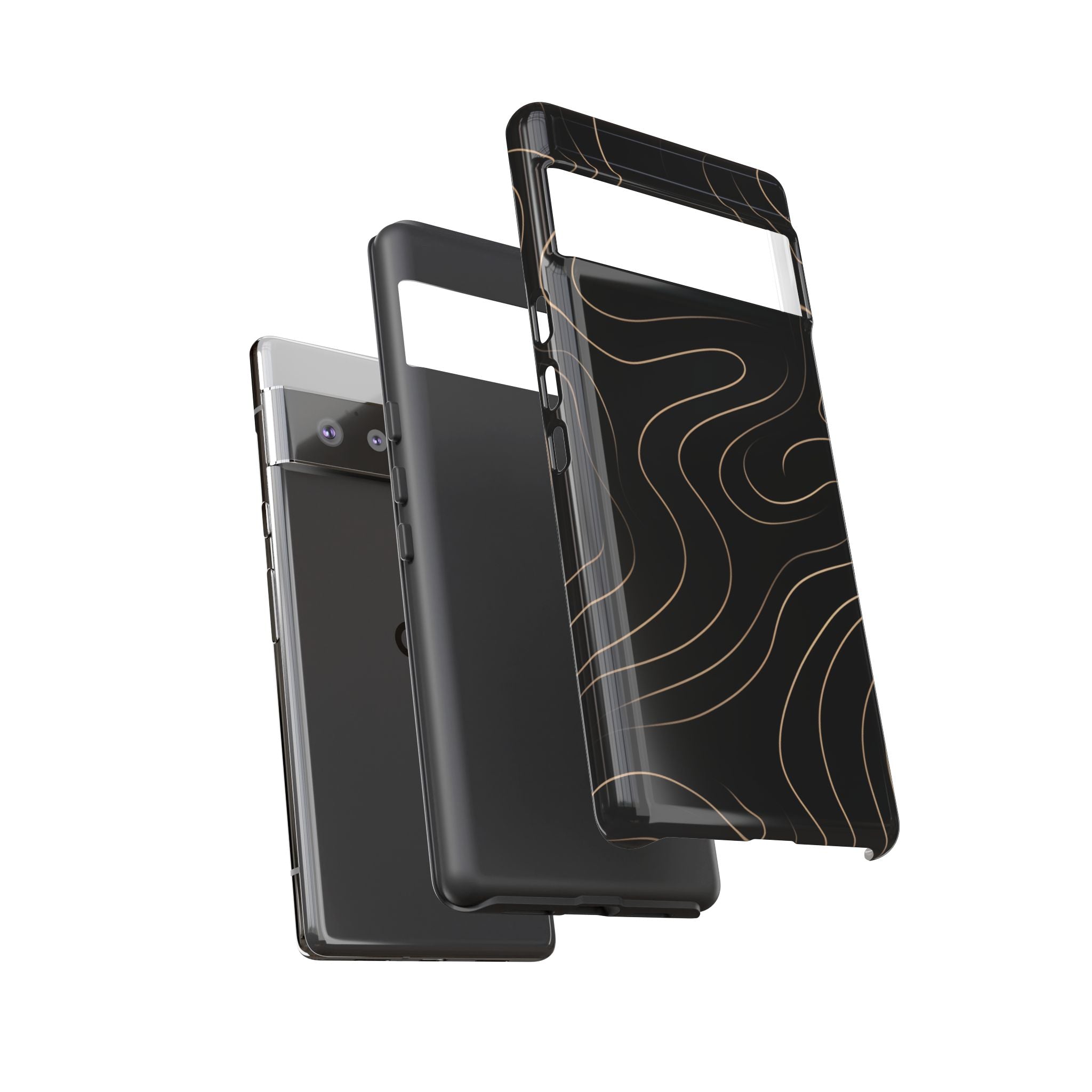 Noir Topograph - Black Minimalist Line Art Phone Case
