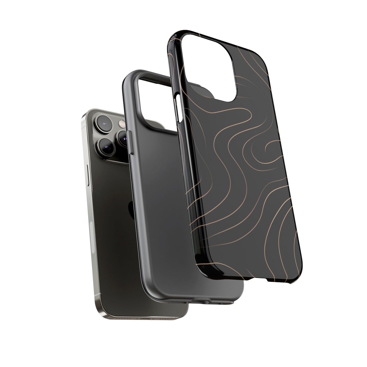 Noir Topograph - Black Minimalist Line Art Phone Case