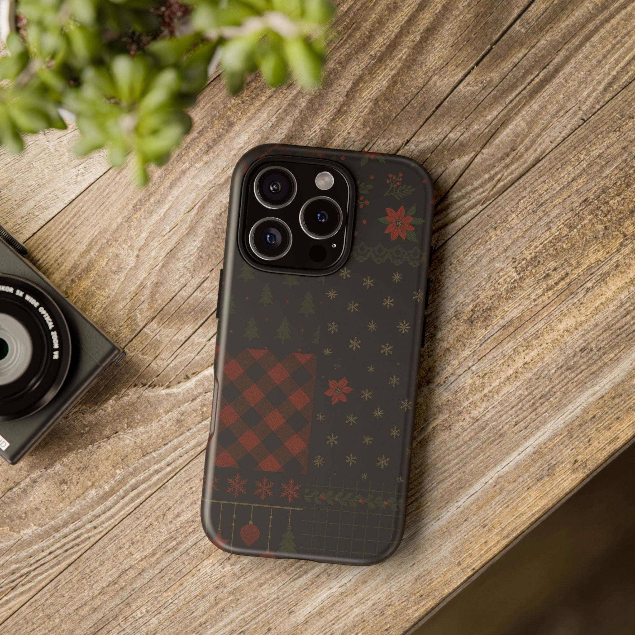 Black Festive Phone Case - Christmas Phone Cover - Tough Design