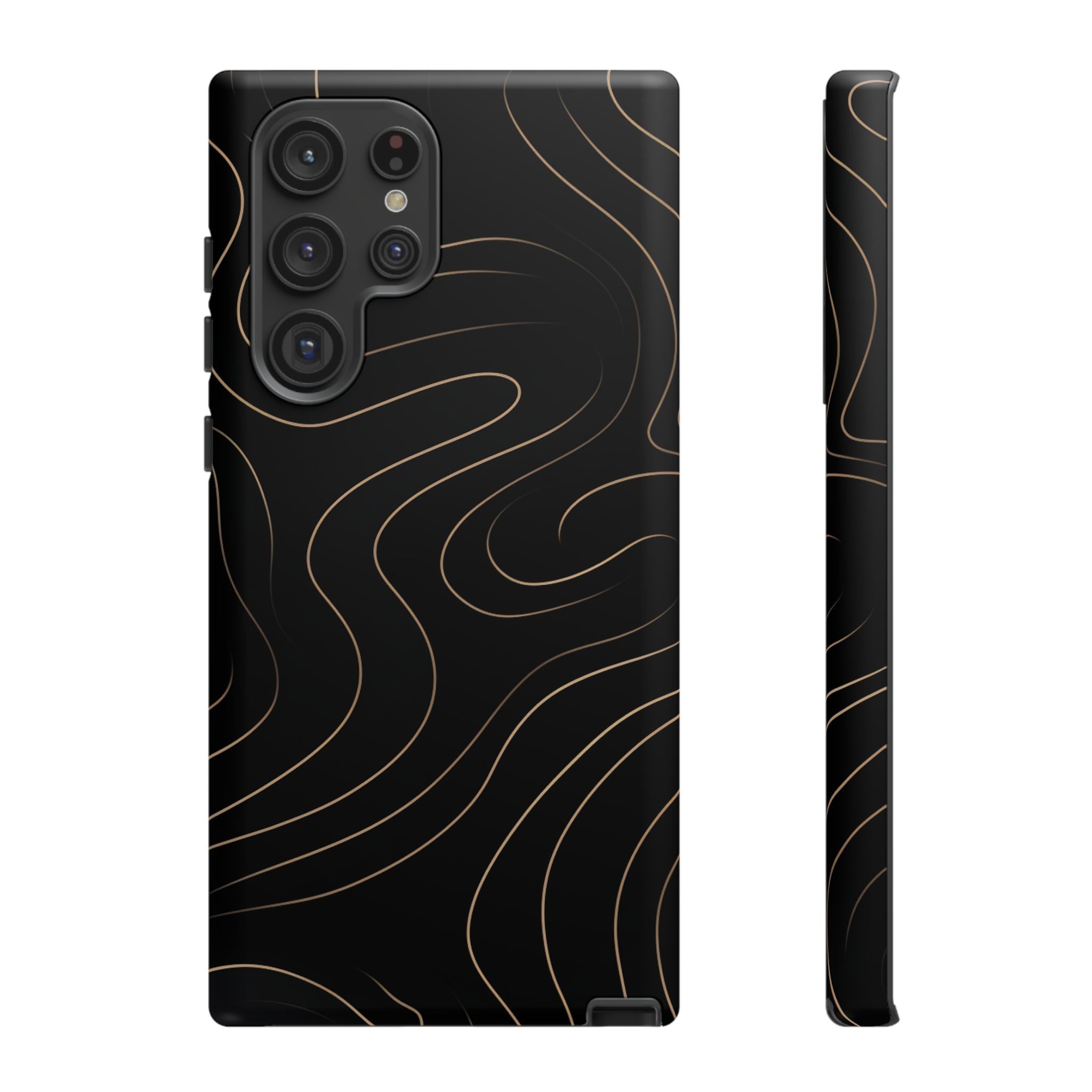 Noir Topograph - Black Minimalist Line Art Phone Case Samsung Galaxy S22 Ultra Matte