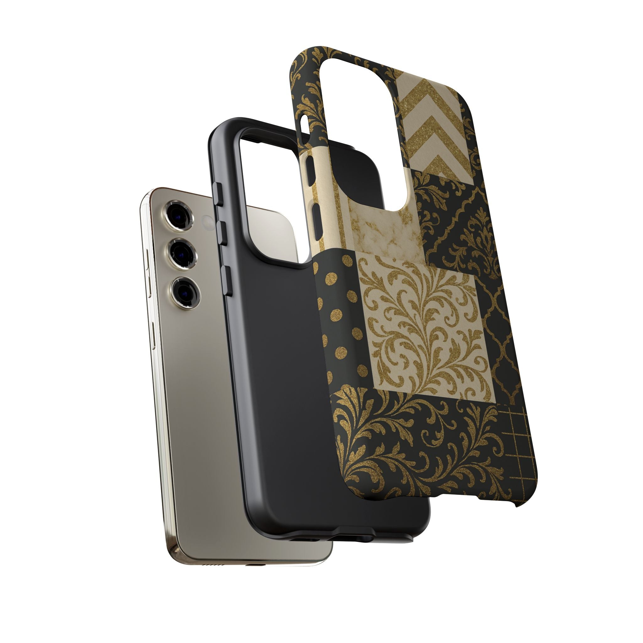 Phone Case, Luxury Black and Gold Festive Design for Christmas Gift, Holiday Decor, Tough Cases, Winter Celebration, Elegant iPhone Cover