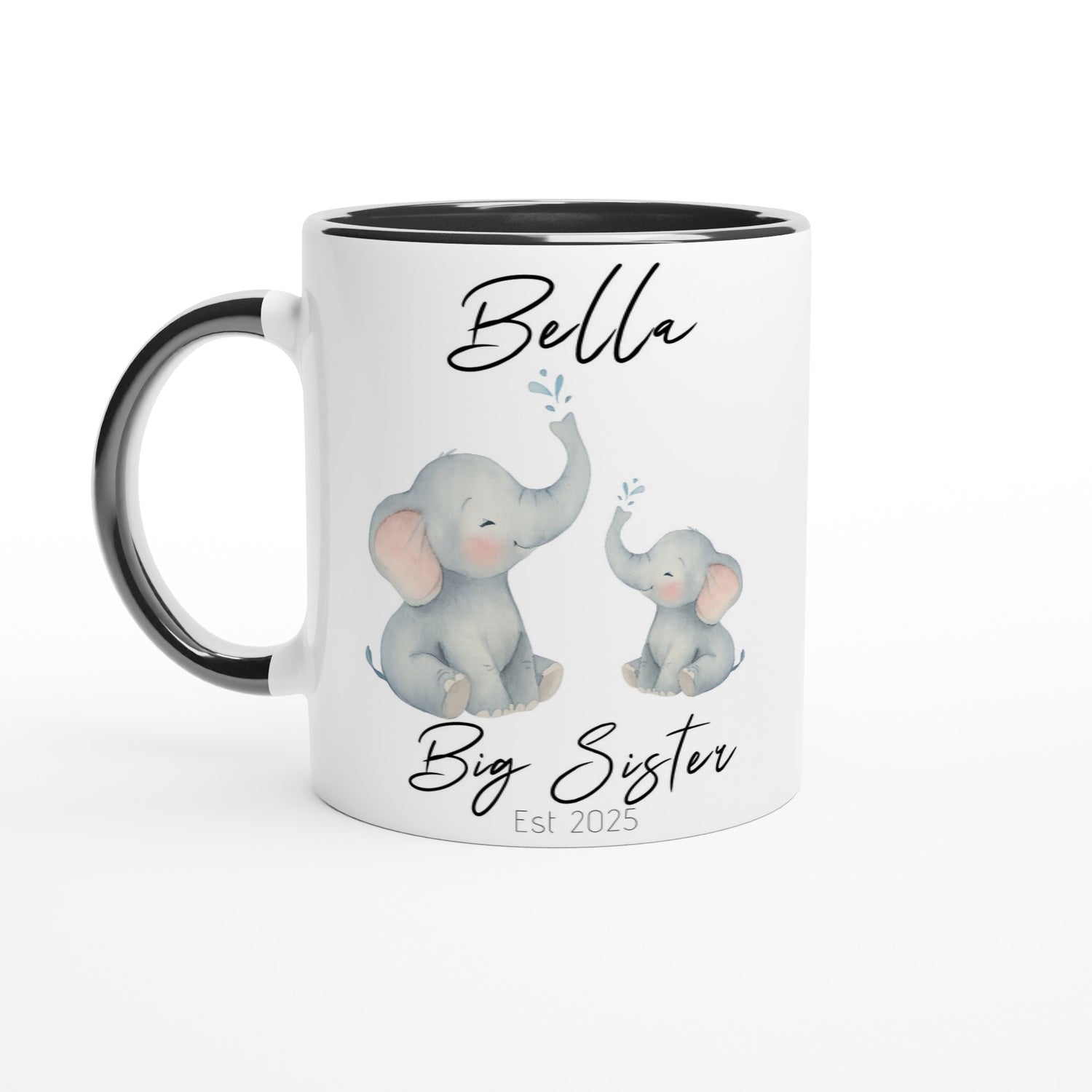 Big Sister Mug - Custom Pregnancy Announcement Gift - 11oz Ceramic Coffee Cup Ceramic Black