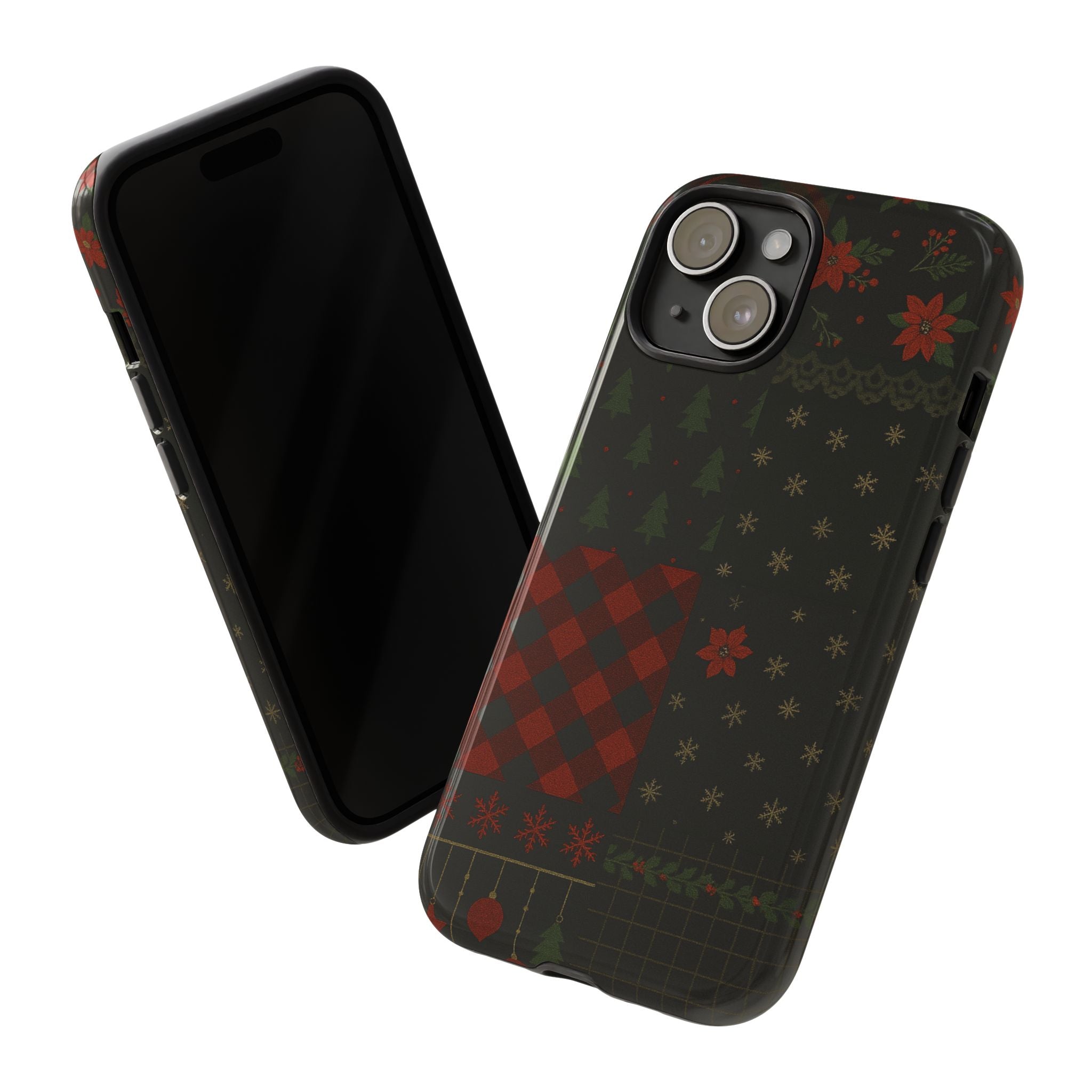 Black Festive Phone Case - Christmas Phone Cover - Tough Design