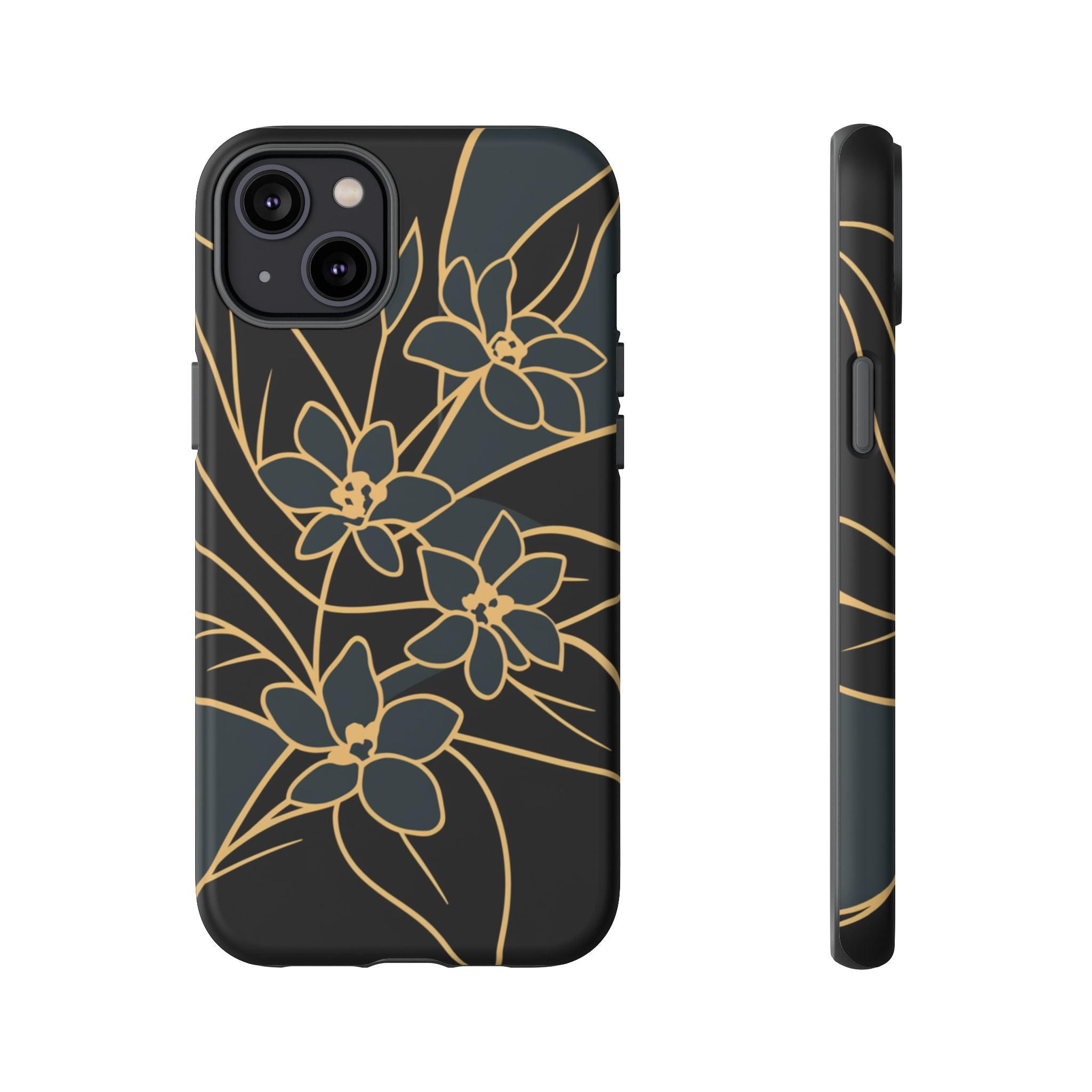Golden Bloom - Elegant Floral Line Art Phone Case iPhone 14 Plus Matte
